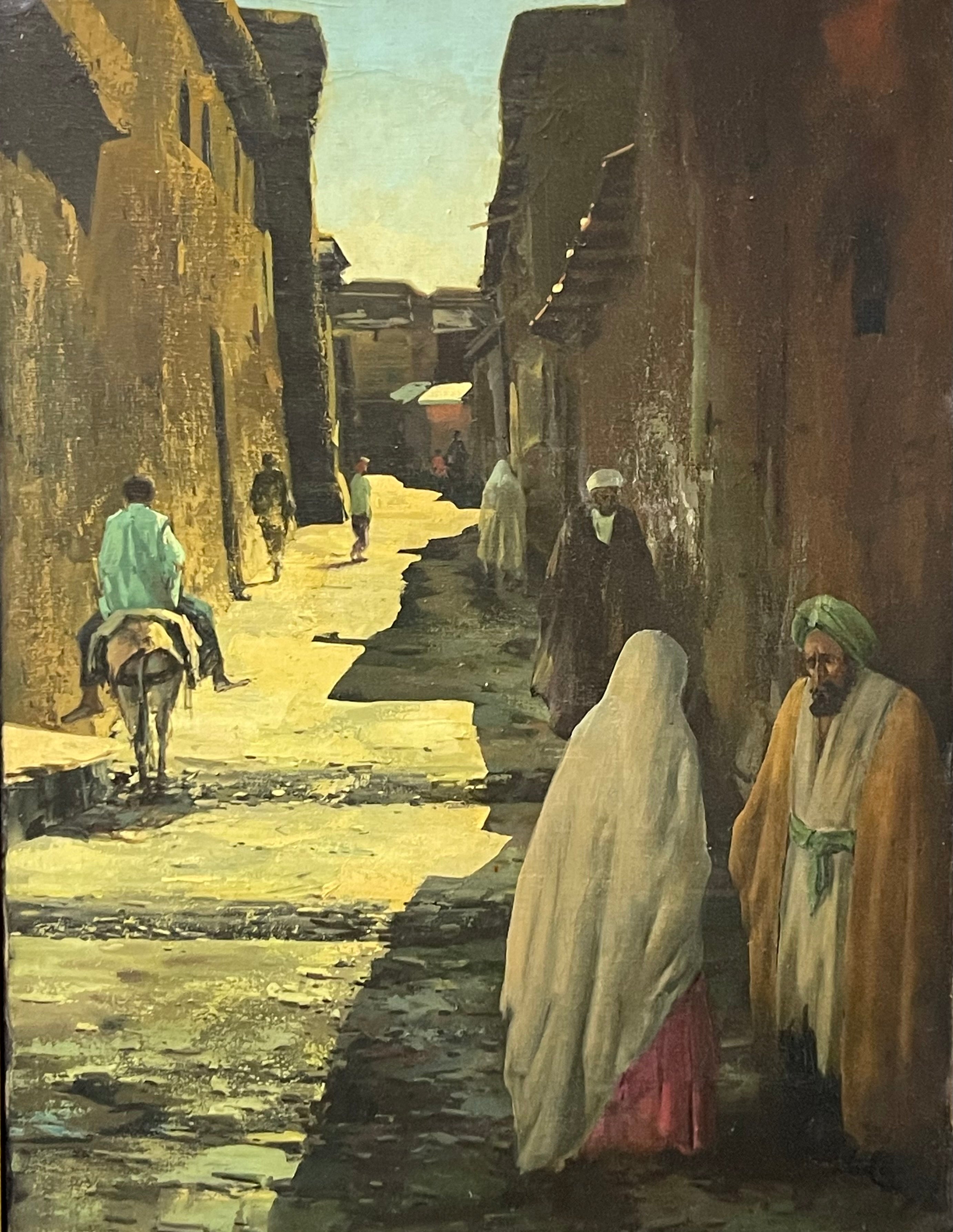 An Iranian Oil on Canvas Painting of Isfahan Street By Andro