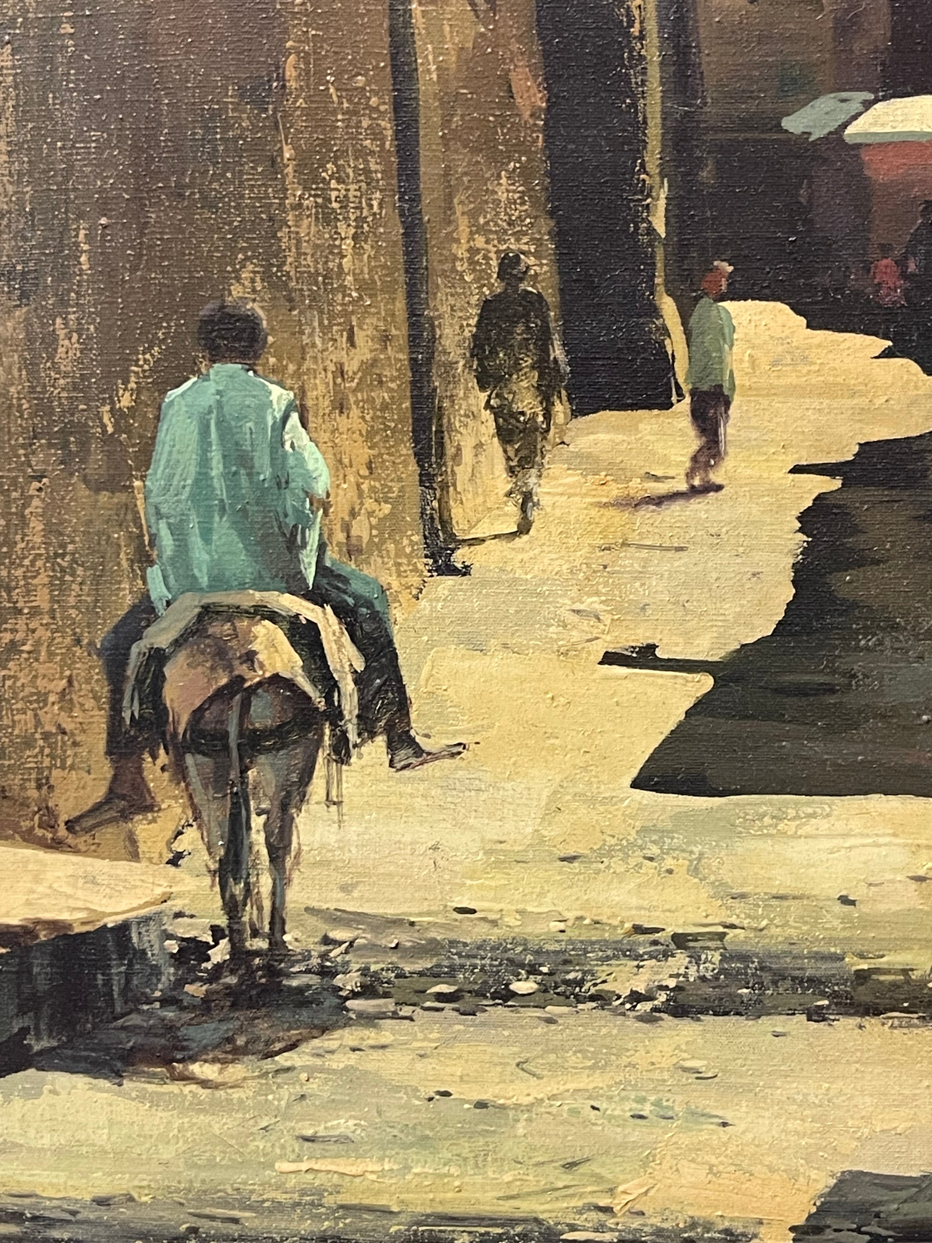 An Iranian Oil on Canvas Painting of Isfahan Street By Andro
