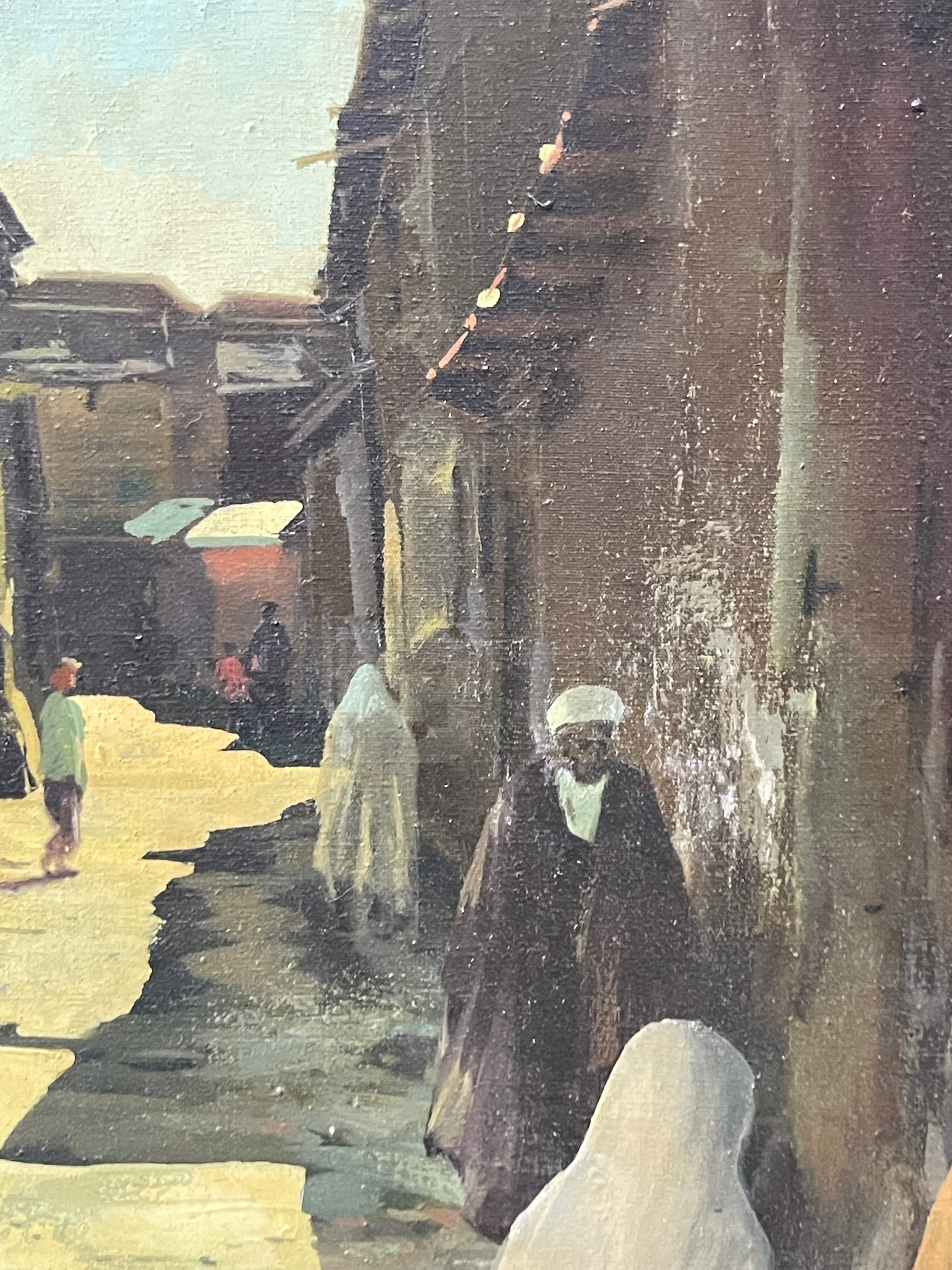 An Iranian Oil on Canvas Painting of Isfahan Street By Andro