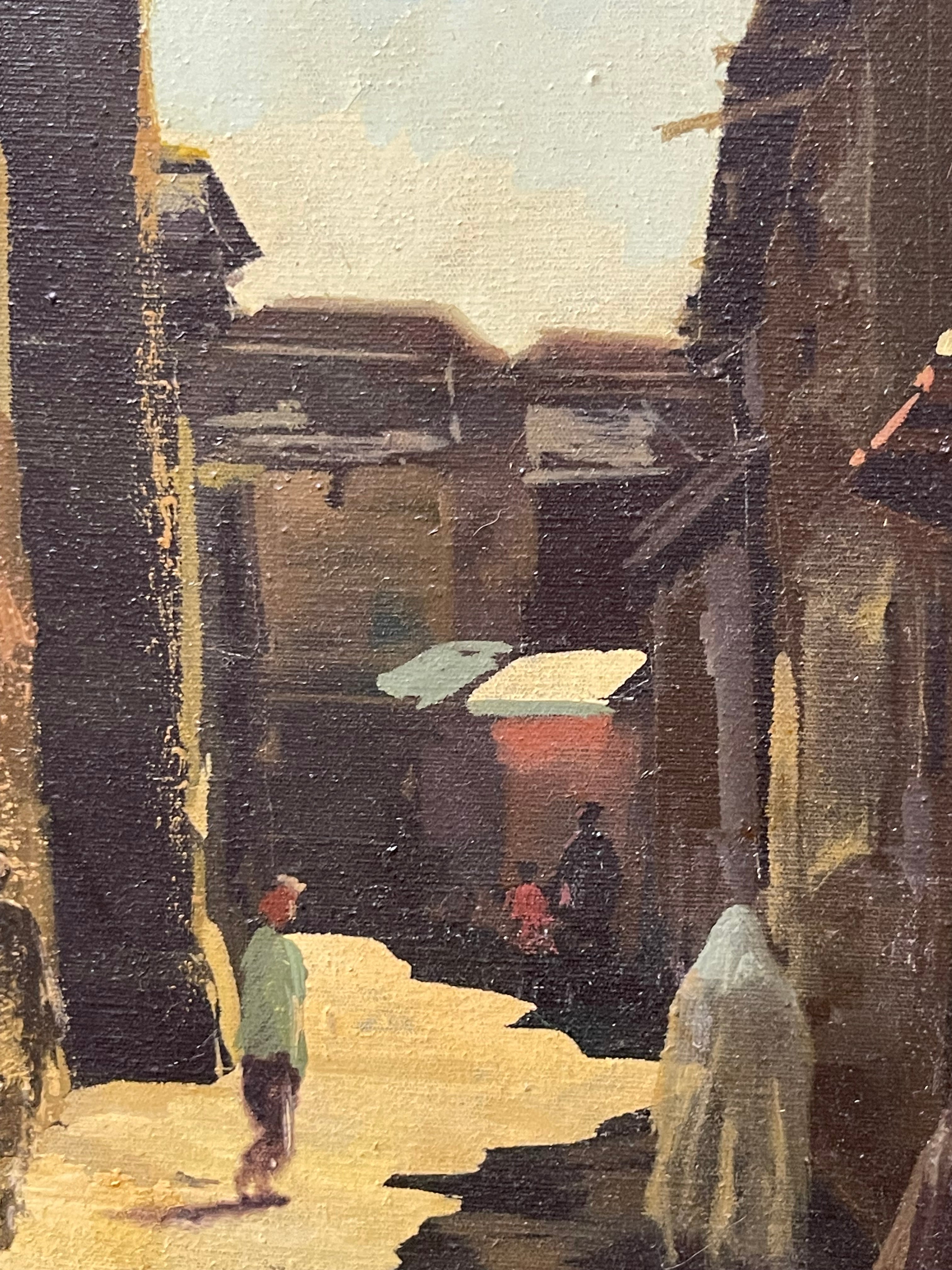 An Iranian Oil on Canvas Painting of Isfahan Street By Andro