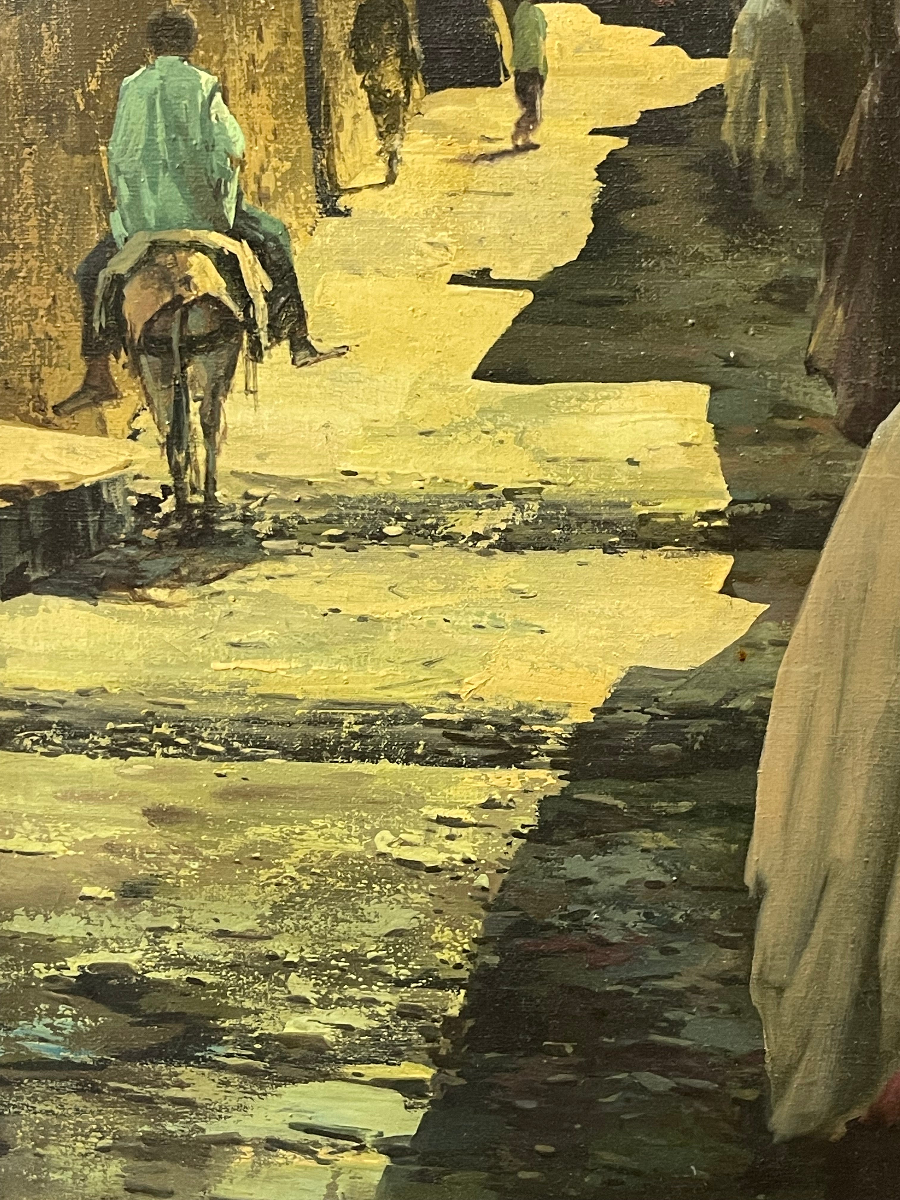 An Iranian Oil on Canvas Painting of Isfahan Street By Andro