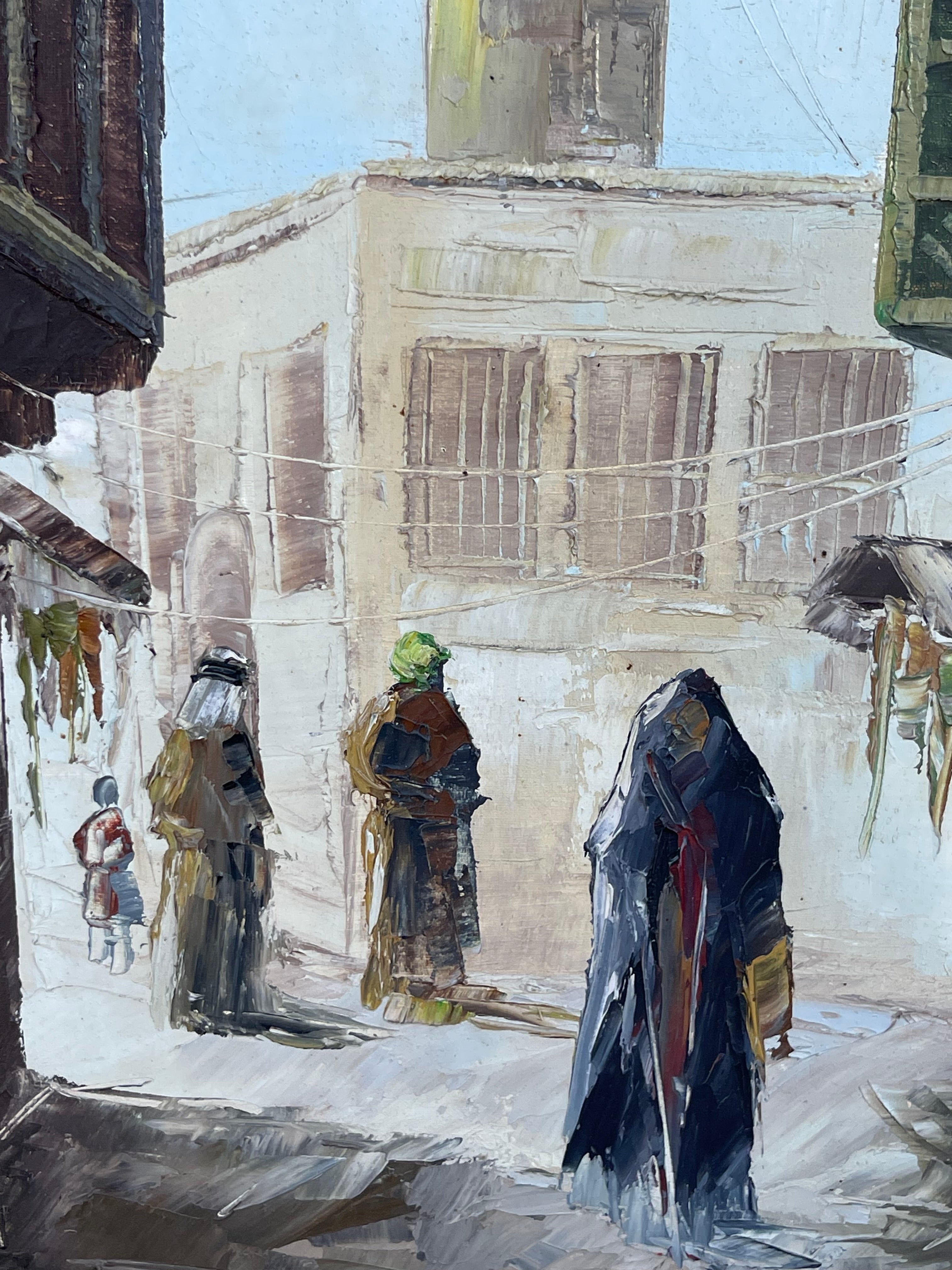 An Orientalist Arabian Oil on Canvas Street Painting