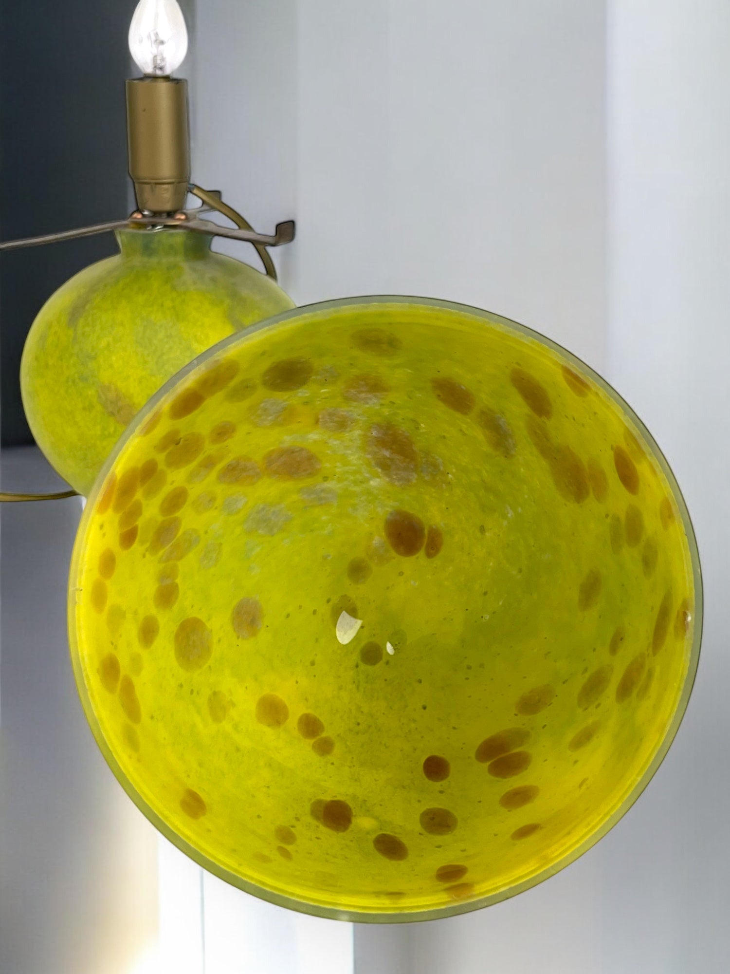 An Art Deco French Pistachio Color Mushroom Lamp