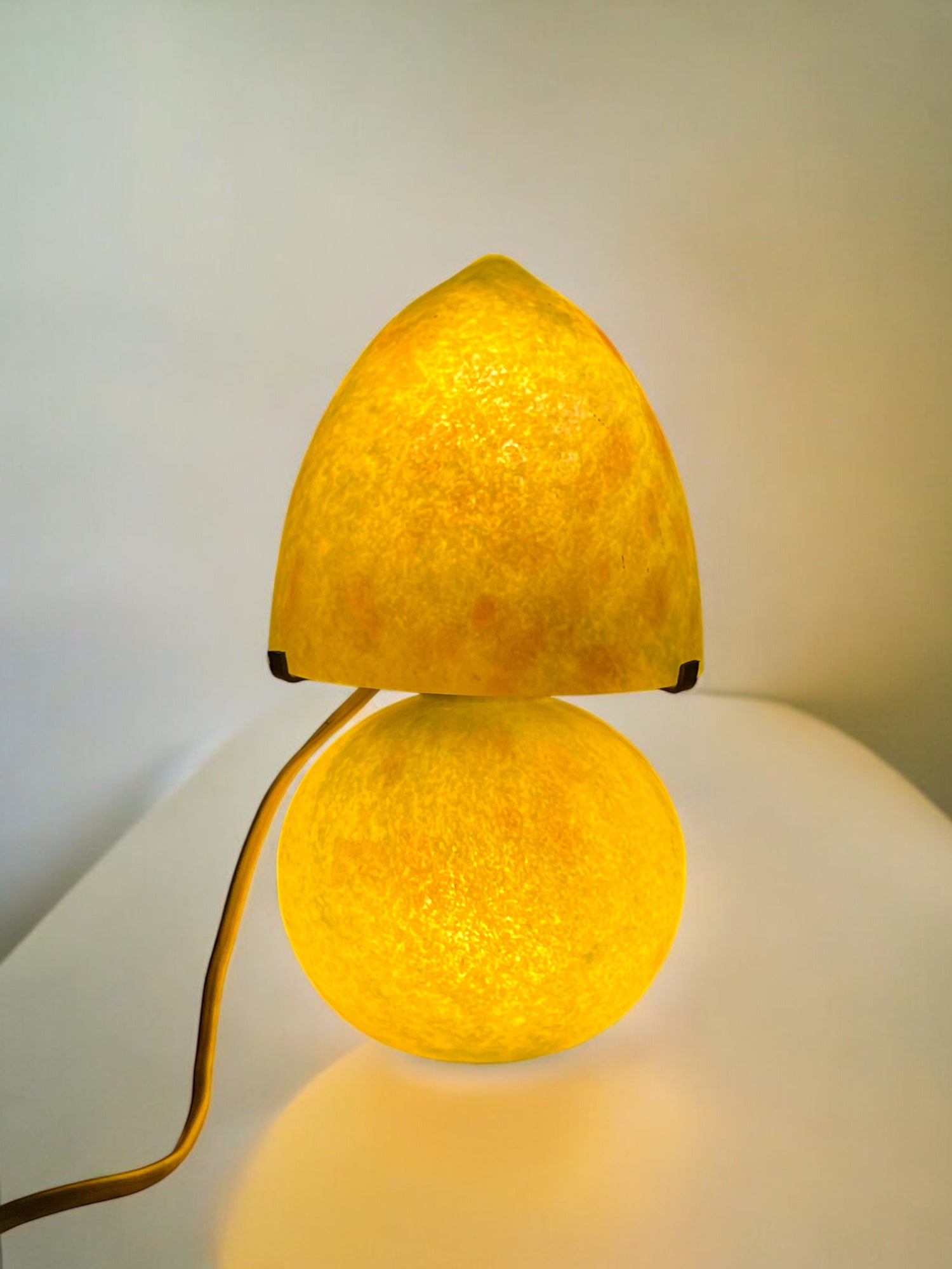 An Art Deco French Pistachio Color Mushroom Lamp