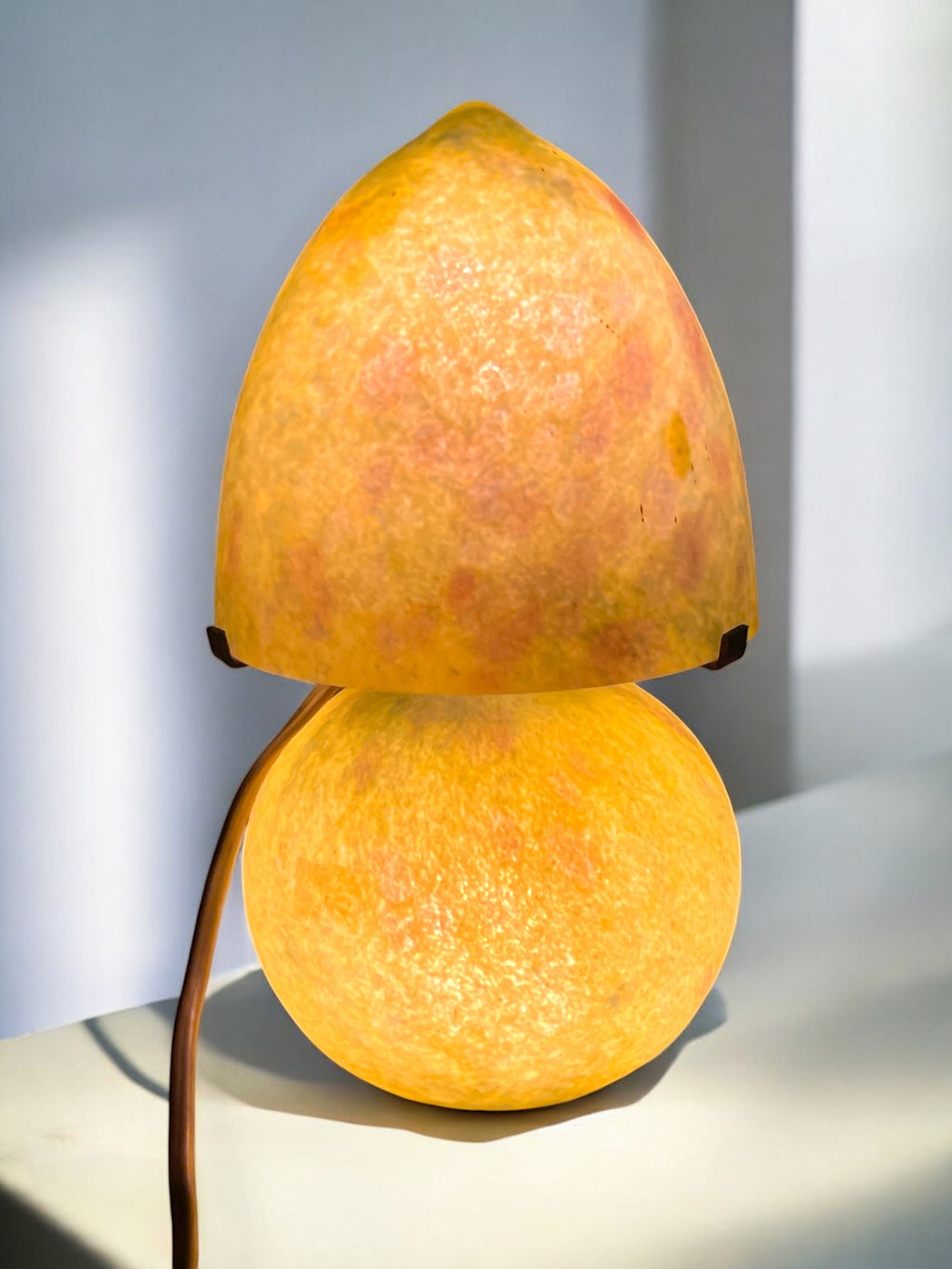 An Art Deco French Pistachio Color Mushroom Lamp