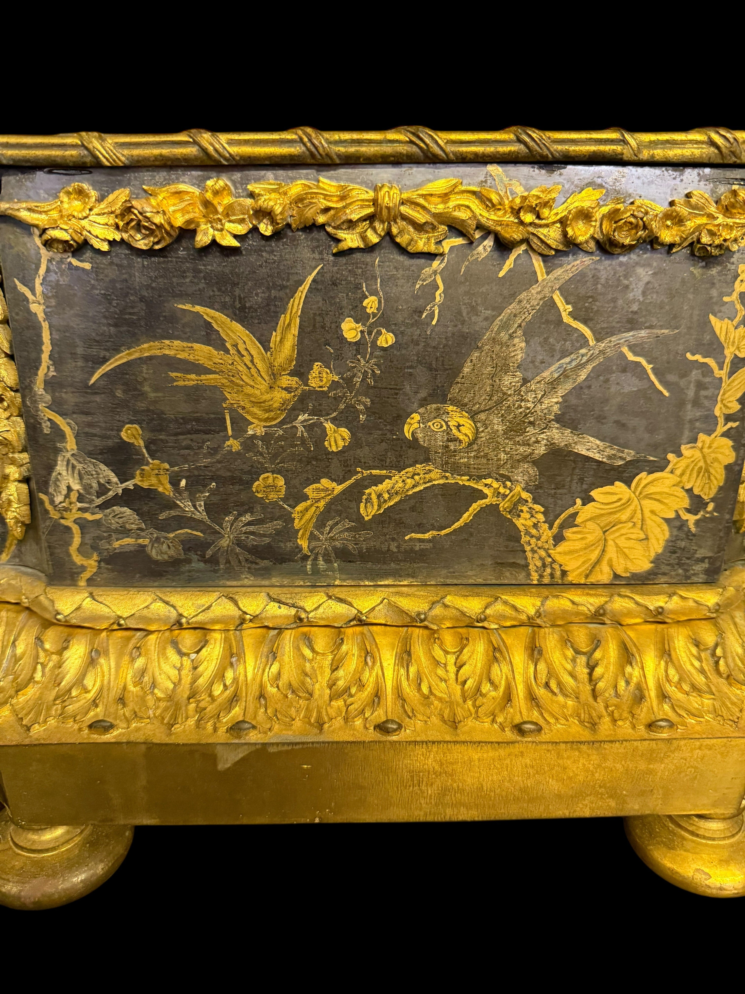 A Fine 19th Century French Gilt Bronze Chinoiserie Jardiniere By Barbedienne