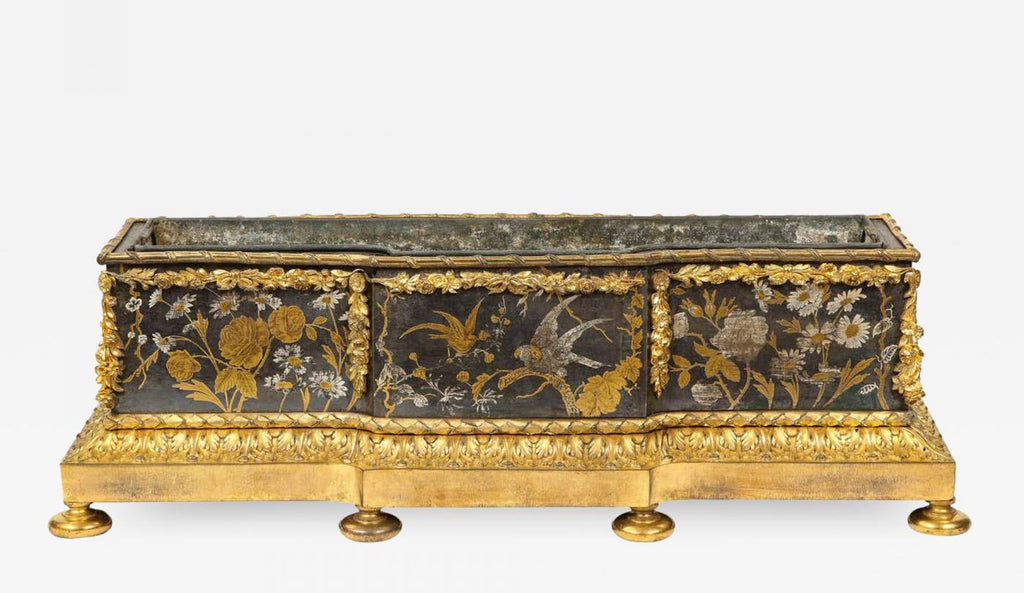 A Fine 19th Century French Gilt Bronze Chinoiserie Jardiniere By Barbedienne