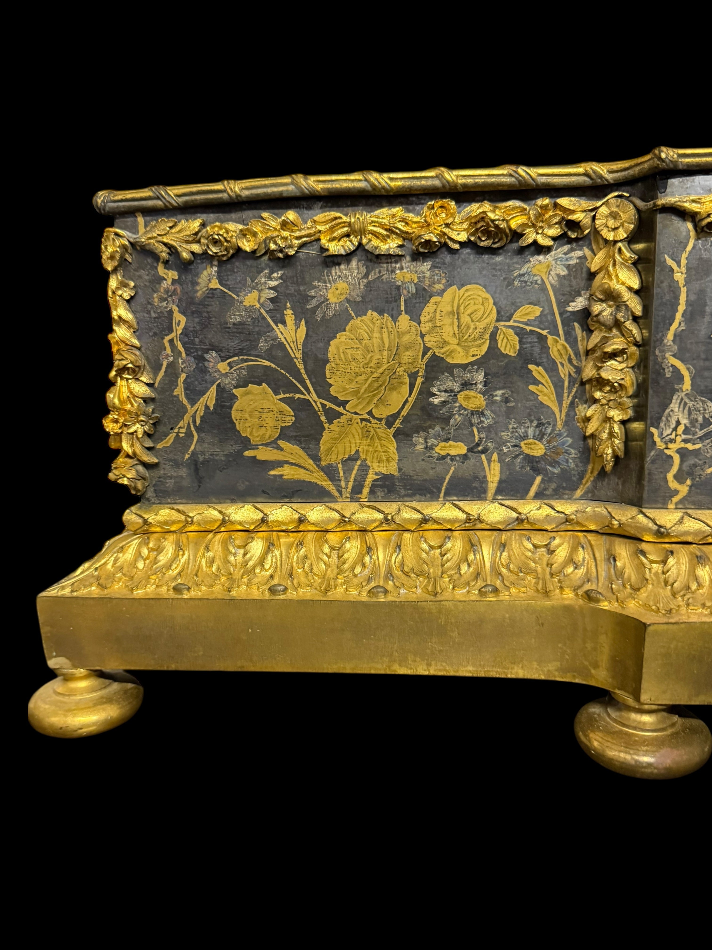 A Fine 19th Century French Gilt Bronze Chinoiserie Jardiniere By Barbedienne