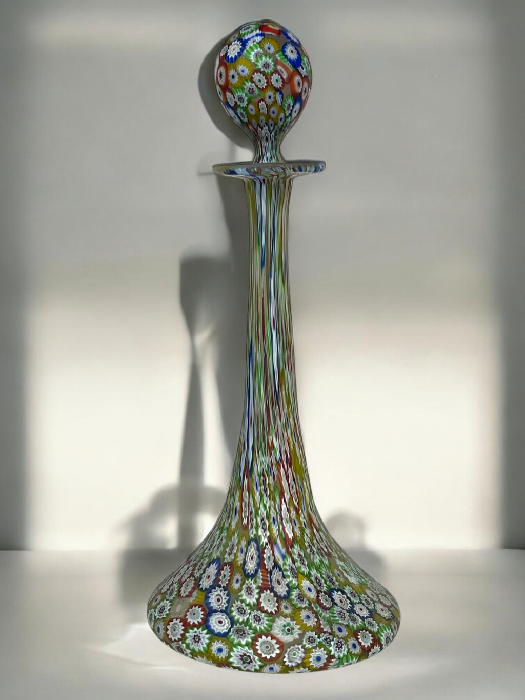 Lot of 2 Italian Millefiori Glass Bottles