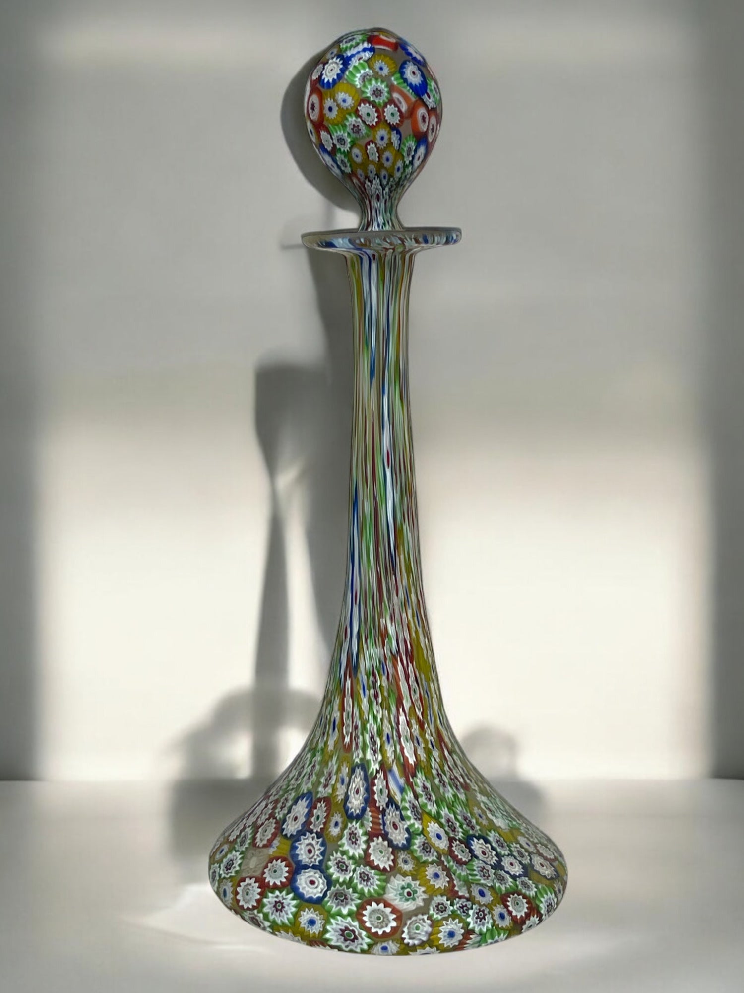 Lot of 2 Italian Millefiori Glass Bottles