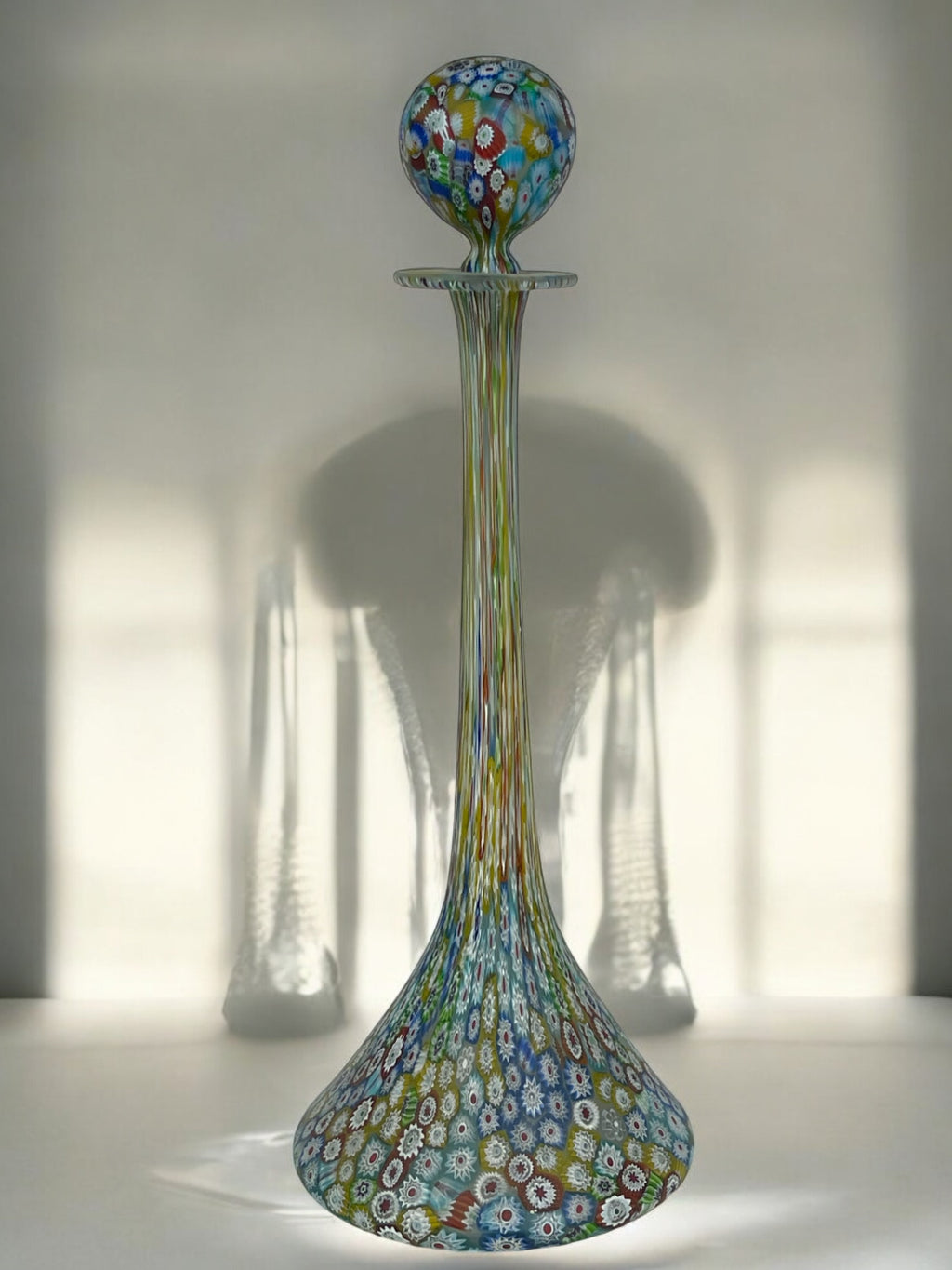 Lot of 2 Italian Millefiori Glass Bottles