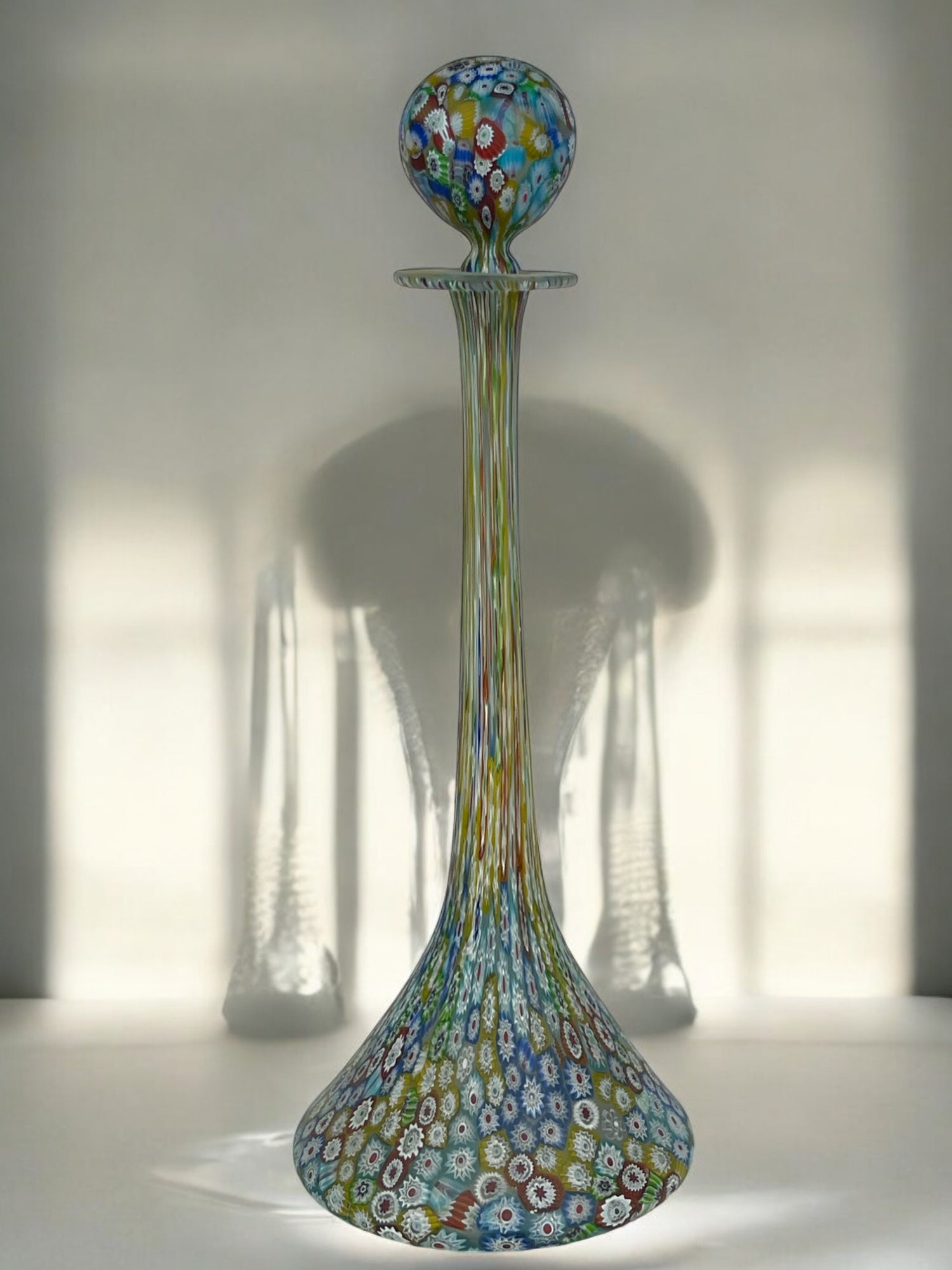 Lot of 2 Italian Millefiori Glass Bottles