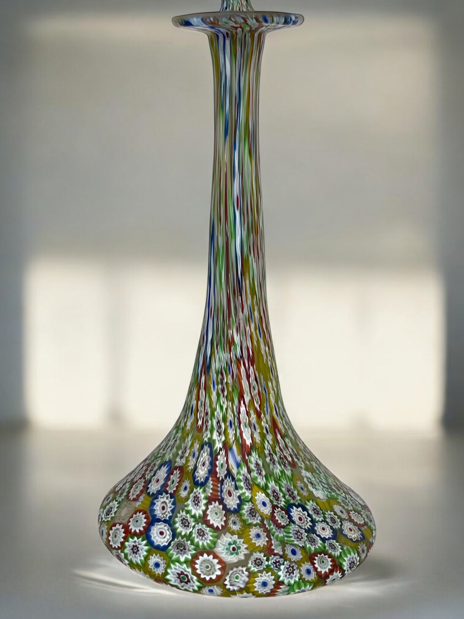 Lot of 2 Italian Millefiori Glass Bottles