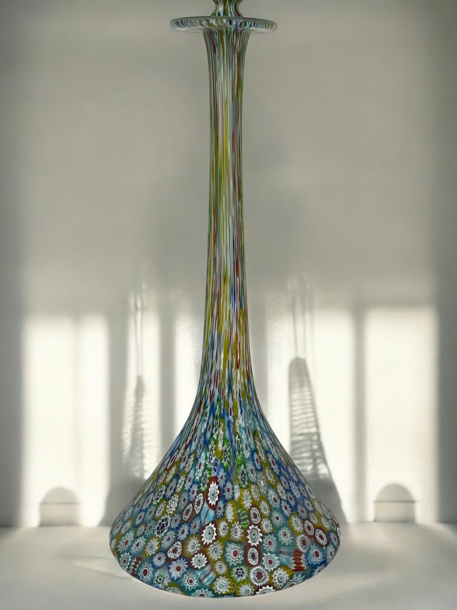 Lot of 2 Italian Millefiori Glass Bottles