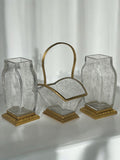 19th Century Baccarat Hand Carved Ormolu Mounted Garniture Set