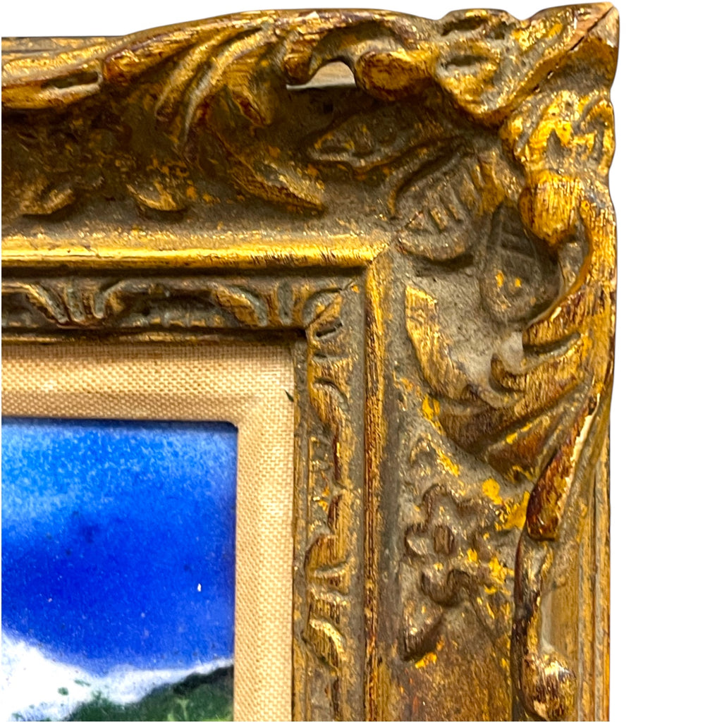 A Contemporary Design Enamel Painting on Copper Set in an Ornate Frame