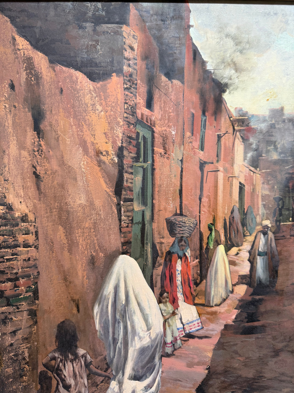 An Attractive Persian Oil On Canvas Painting Of Street View By Andro