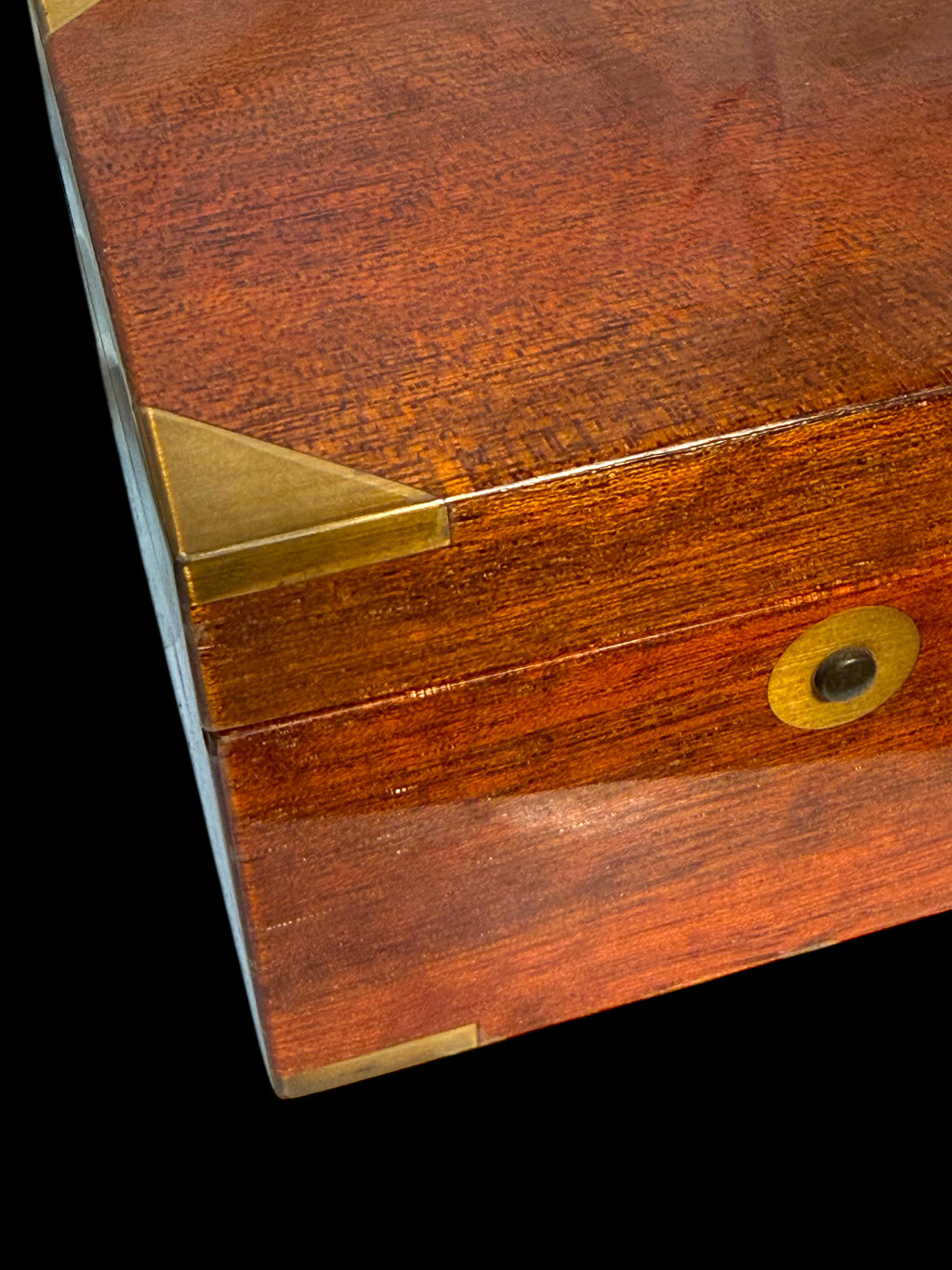 A Tiffany & Co. Swiss Brass Mounted Mahogany Cased Desk Timepiece