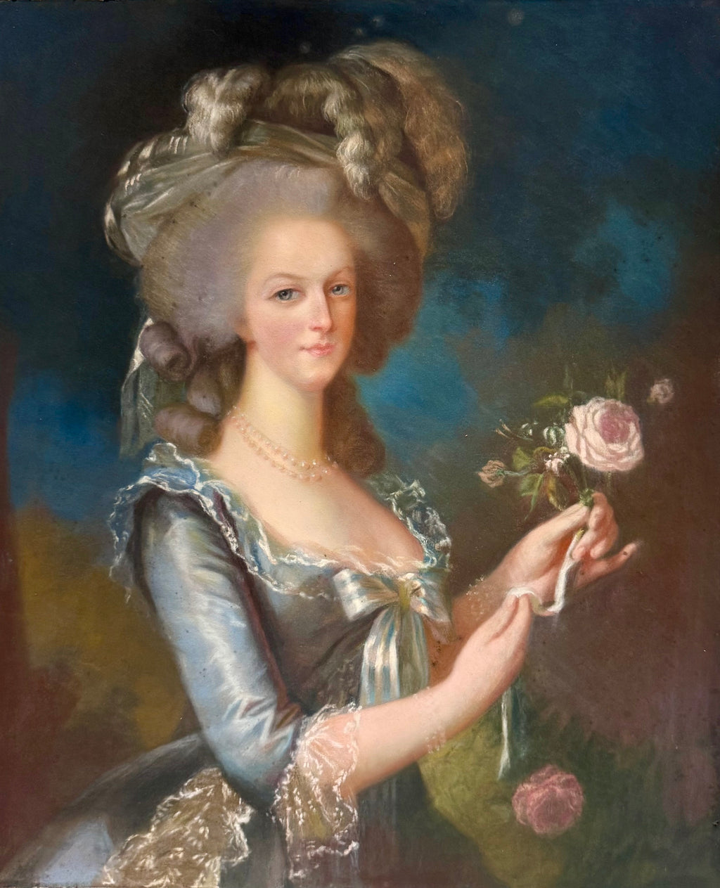A Pastel on Canvas Painting of Marie Antoinette after Élisabeth-Louise Vigée Le Brun