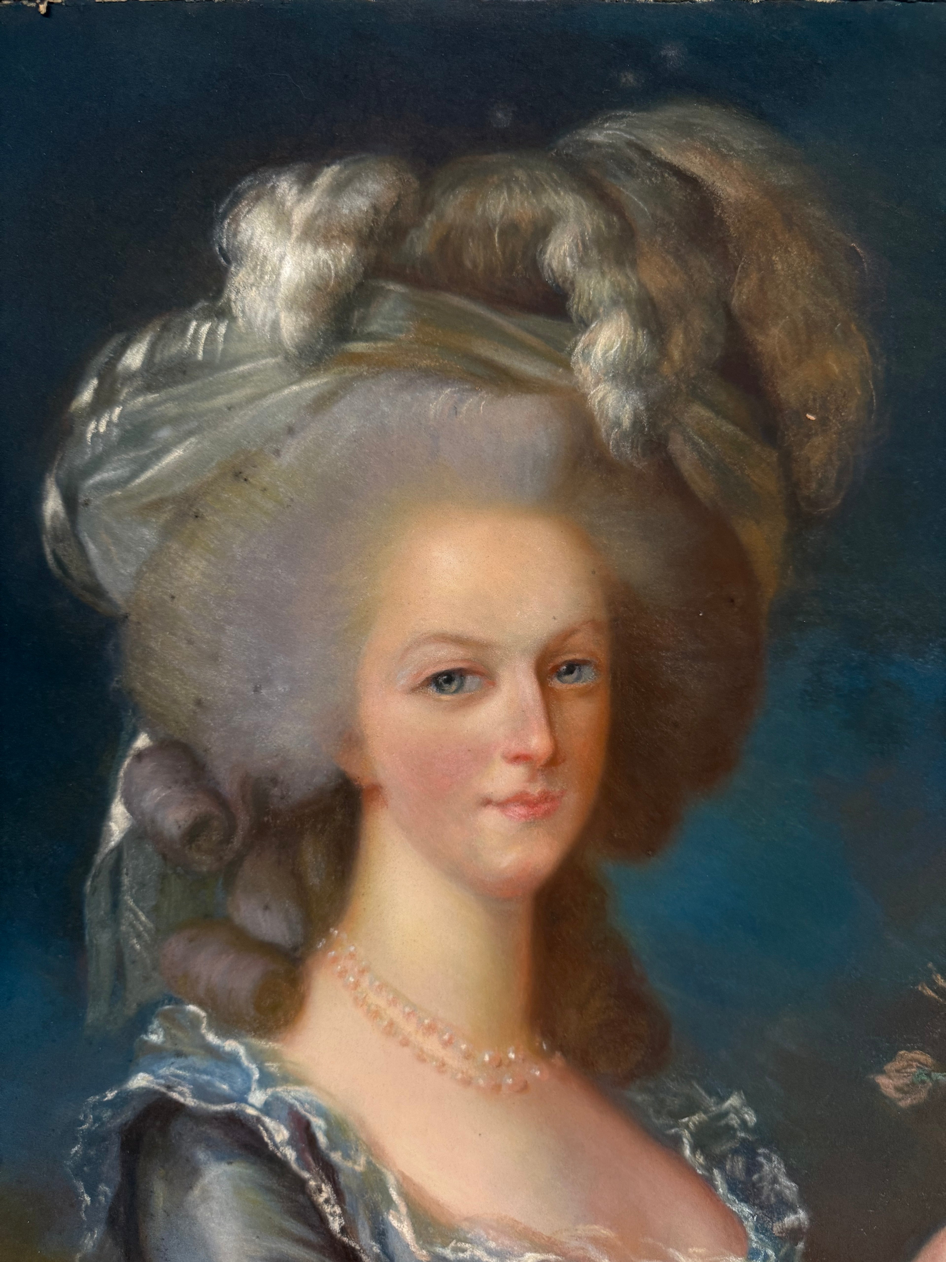A Pastel on Canvas Painting of Marie Antoinette after Élisabeth-Louise Vigée Le Brun