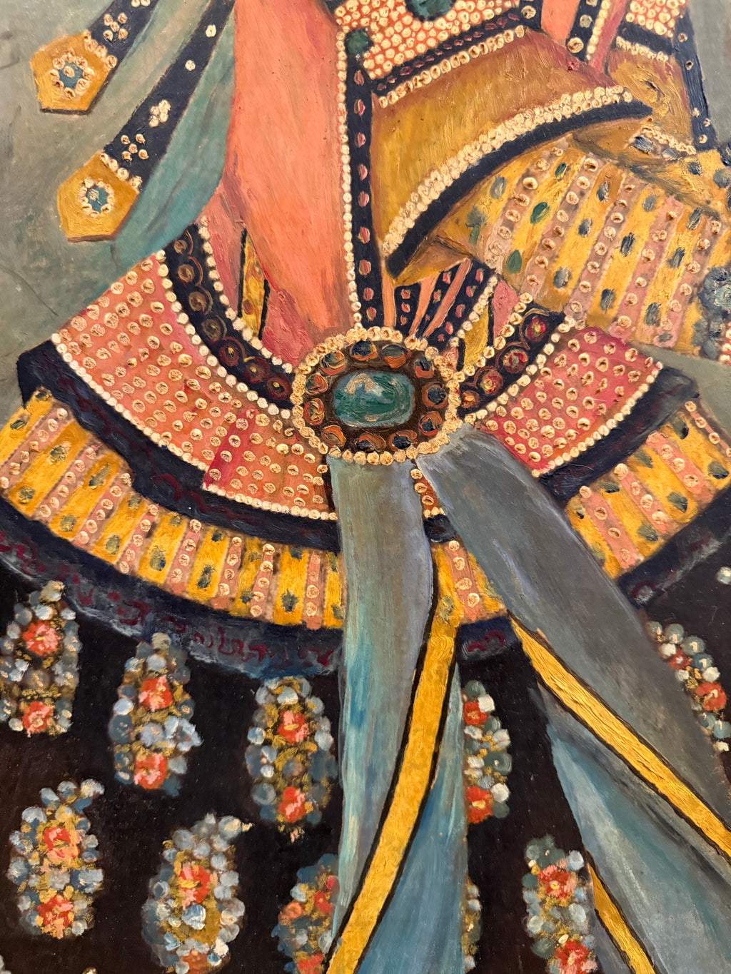 A Palatial Persian Hand Painted Oil On Board Painting