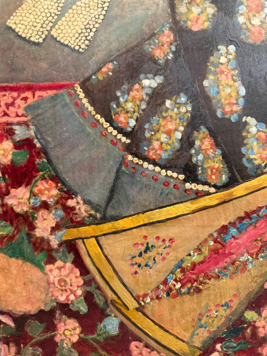 A Palatial Persian Hand Painted Oil On Board Painting