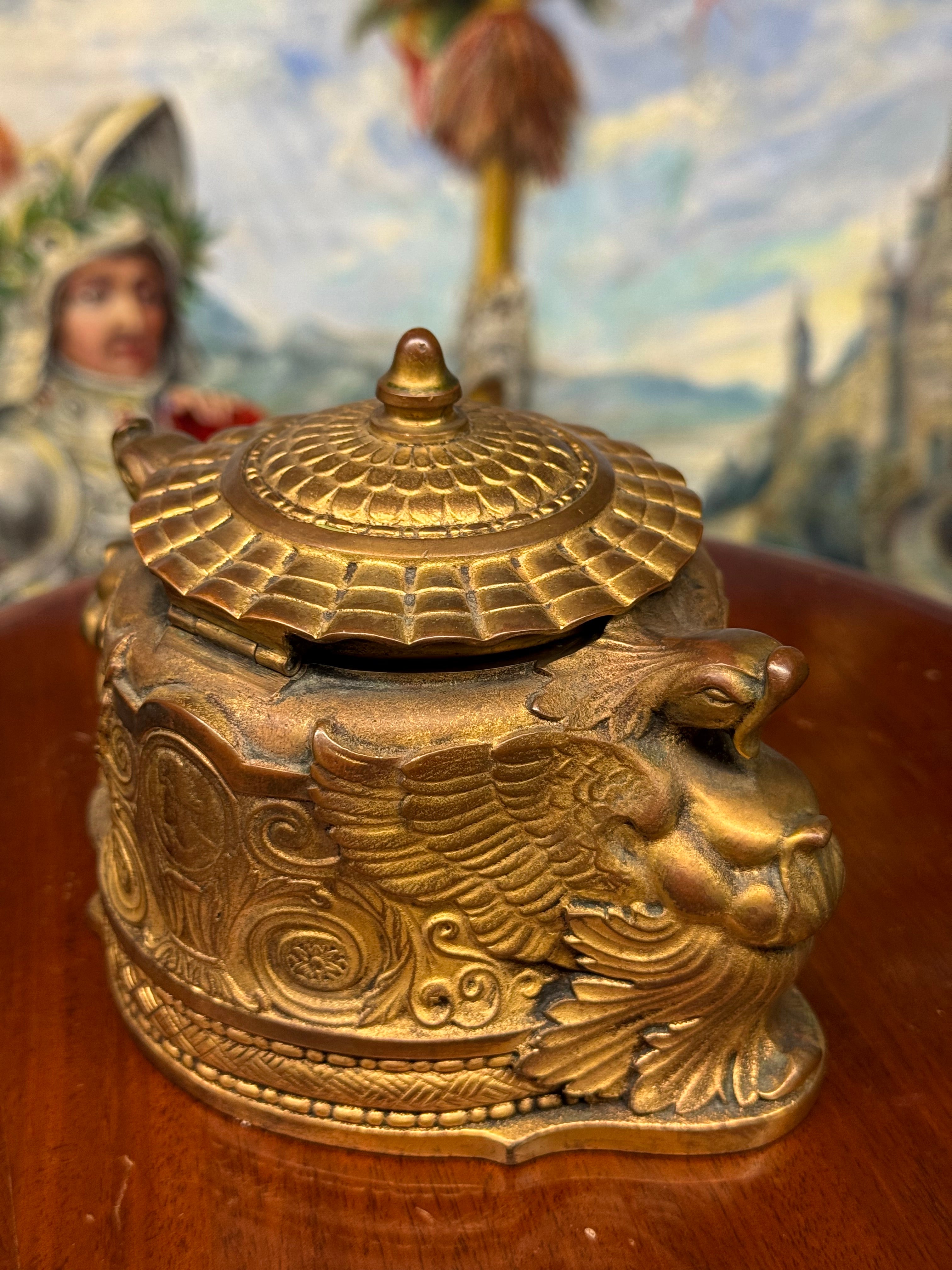 Tiffany Studios Gilt Bronze Spanish Inkwell