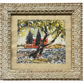An Impressionist Watercolor on Paper Painting of a Landscape