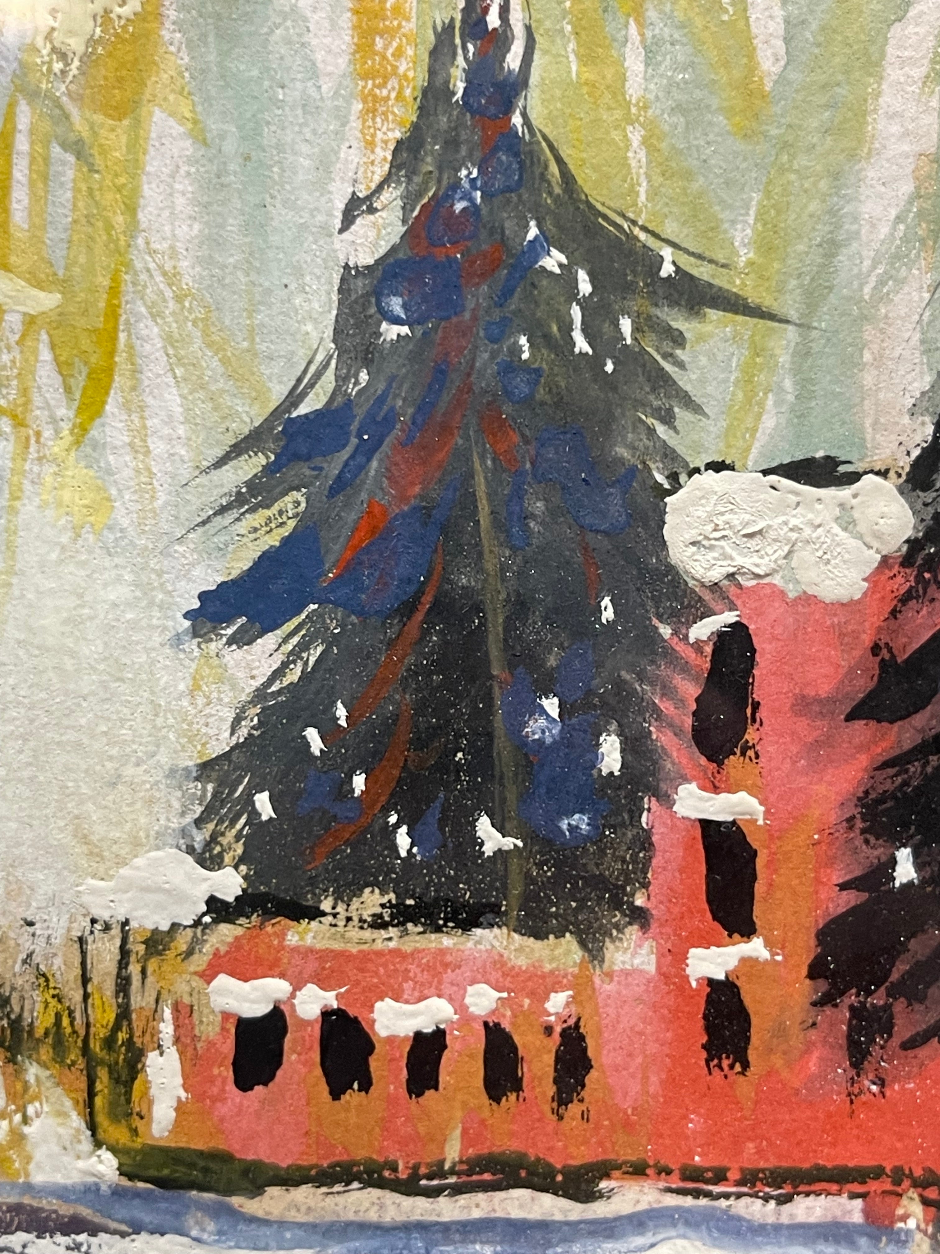 An Impressionist Watercolor on Paper Painting of a Landscape