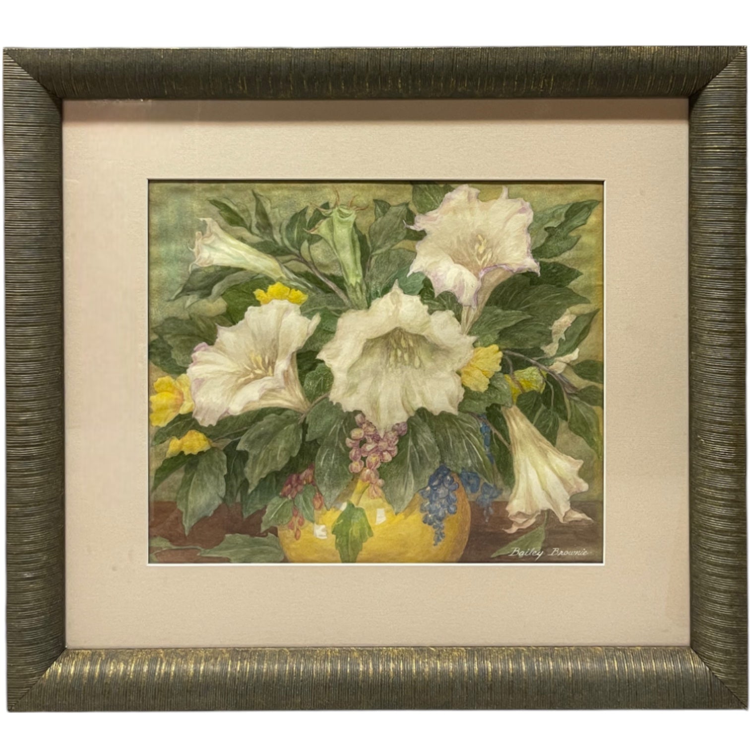 A Watercolor Still Life Bouquet Painting on Paper By Bailey Brownie