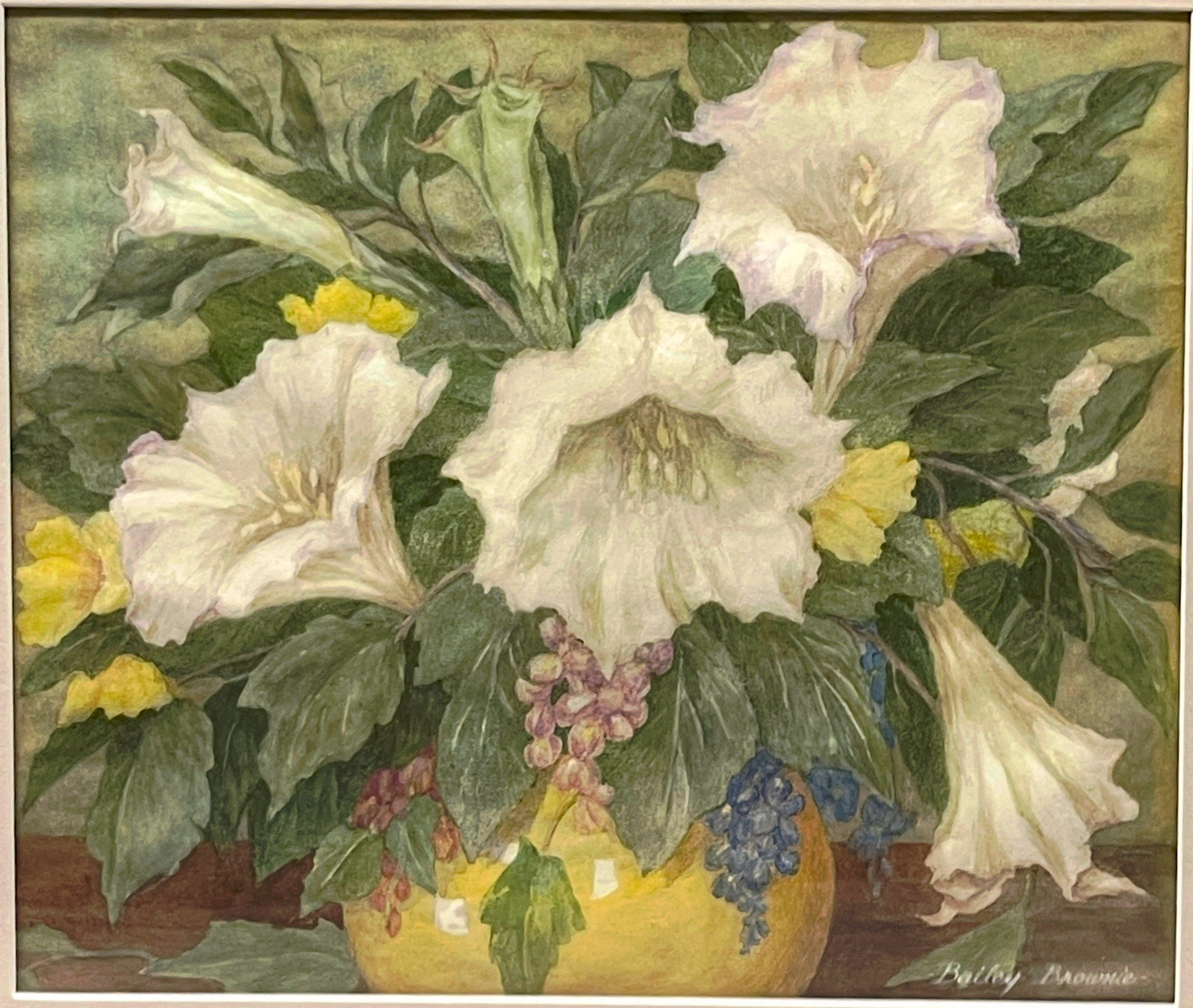 A Watercolor Still Life Bouquet Painting on Paper By Bailey Brownie