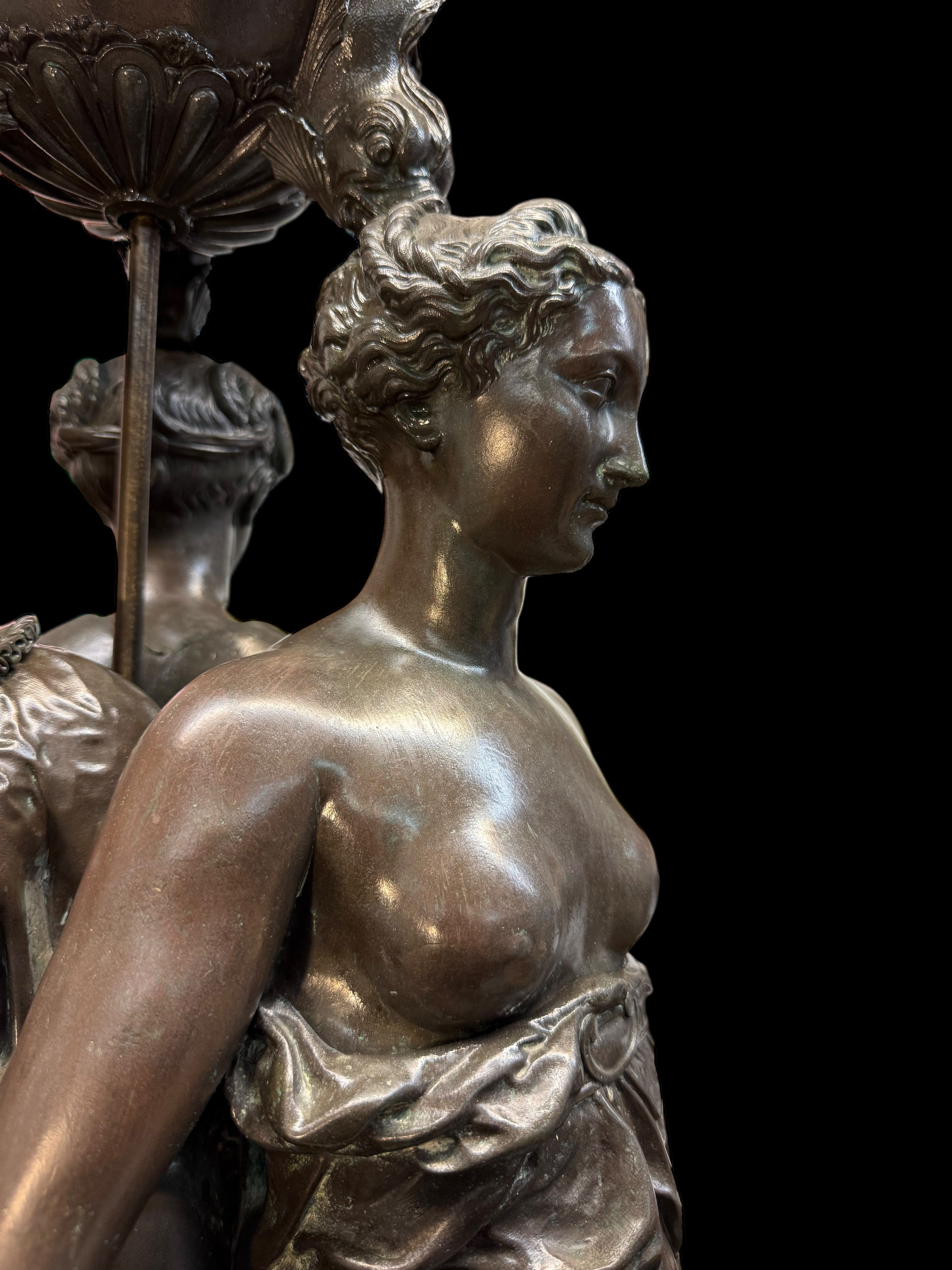 A Palatial French Patinated Bronze Sculpture Of the Three Graces