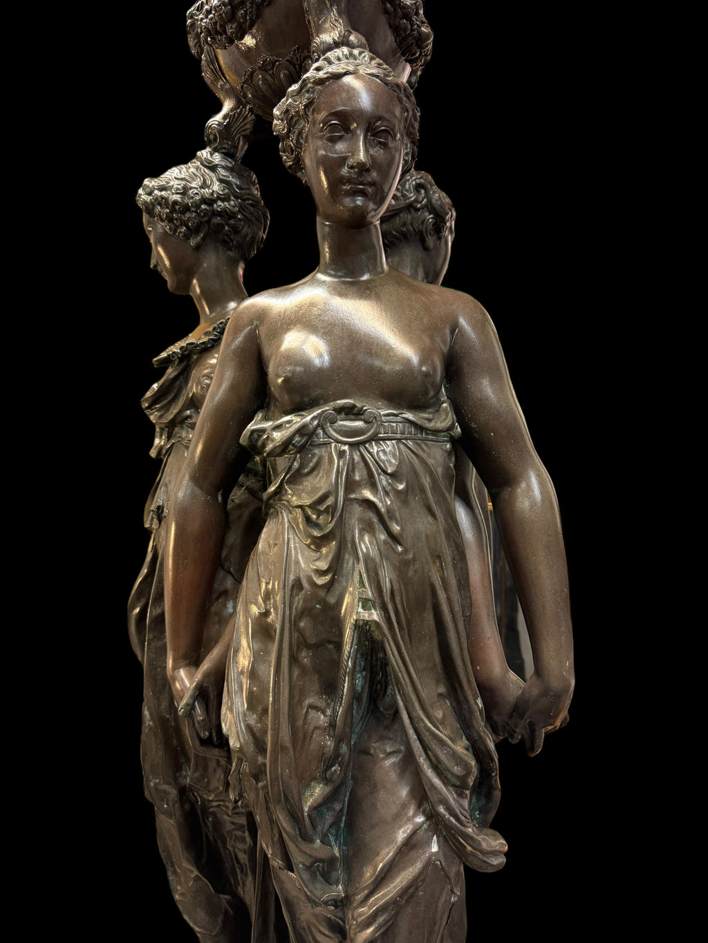 A Palatial French Patinated Bronze Sculpture Of the Three Graces