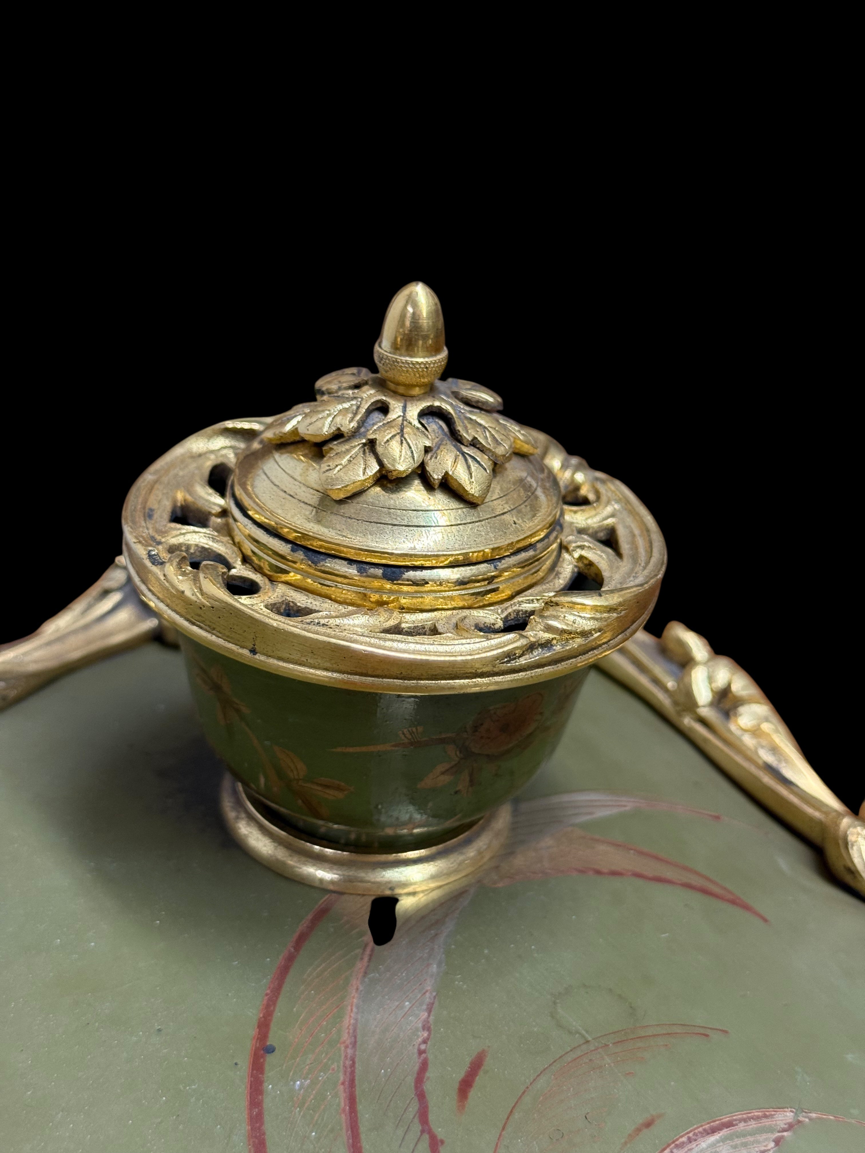 Maison Millet Japonais Gilt Bronze & Lacquered Inkwell