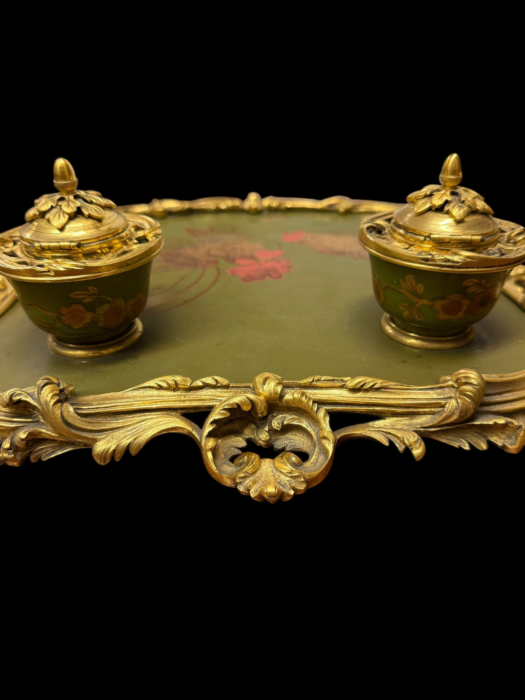 Maison Millet Japonais Gilt Bronze & Lacquered Inkwell