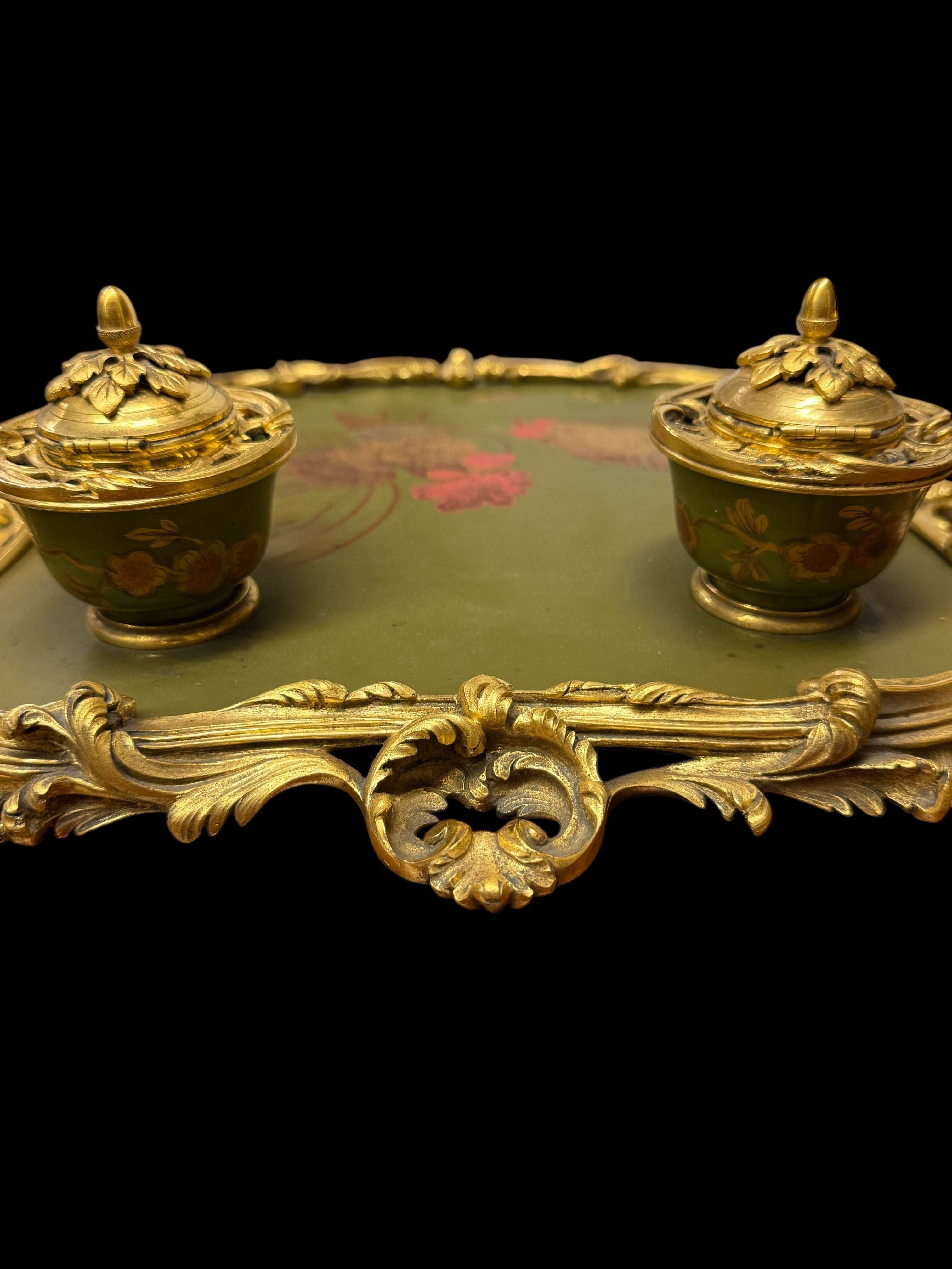 Maison Millet Japonais Gilt Bronze & Lacquered Inkwell
