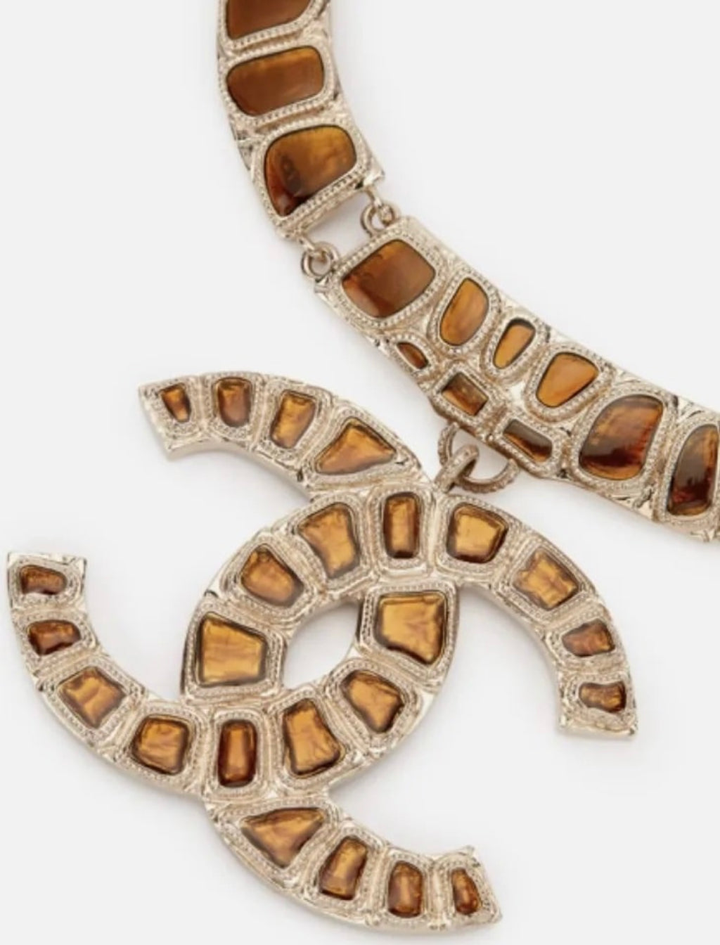 Chanel Ambre Glass and Gold Metal CC Necklace, 2019