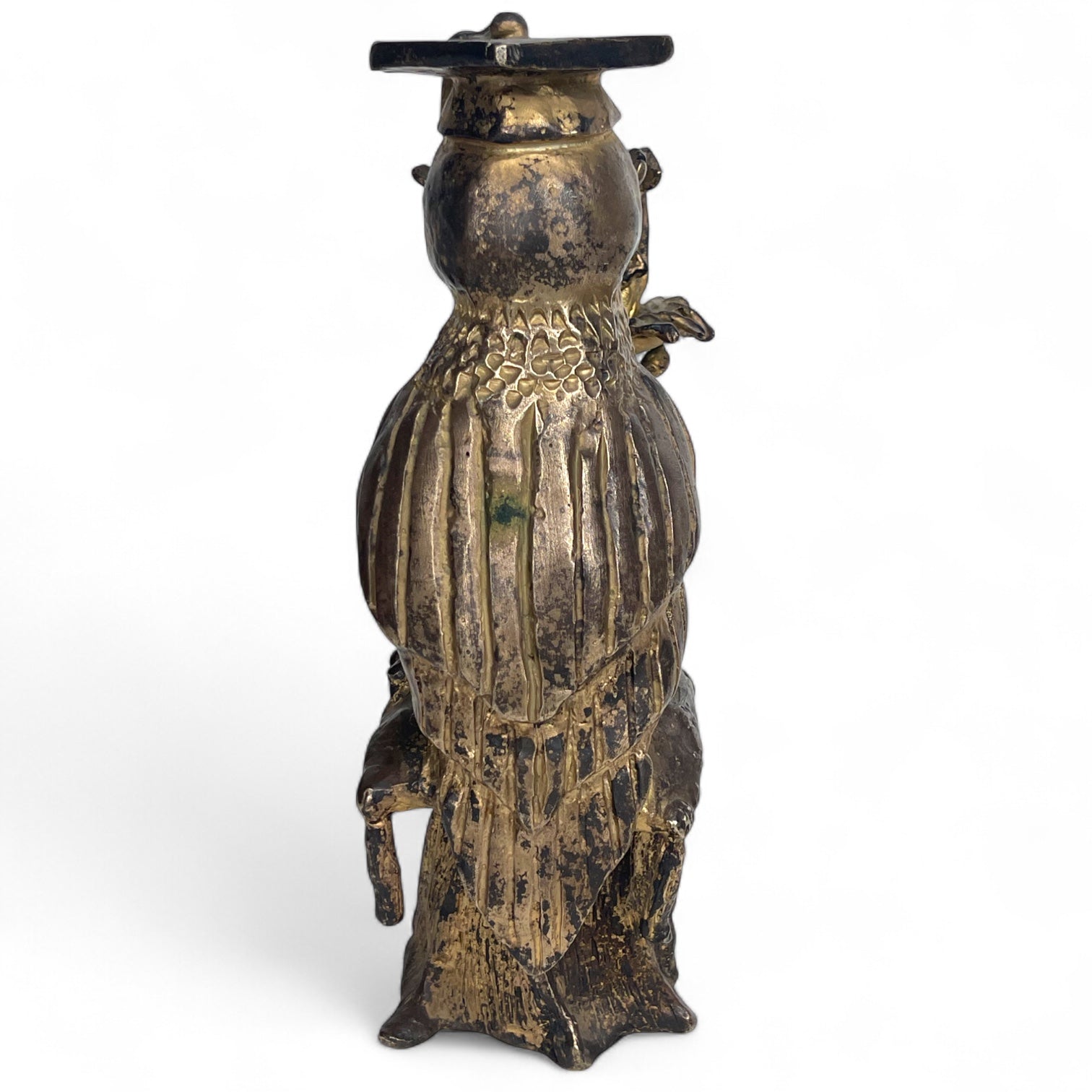 A Gilt Bronze Sculpture of an Owl Holding a Mouse