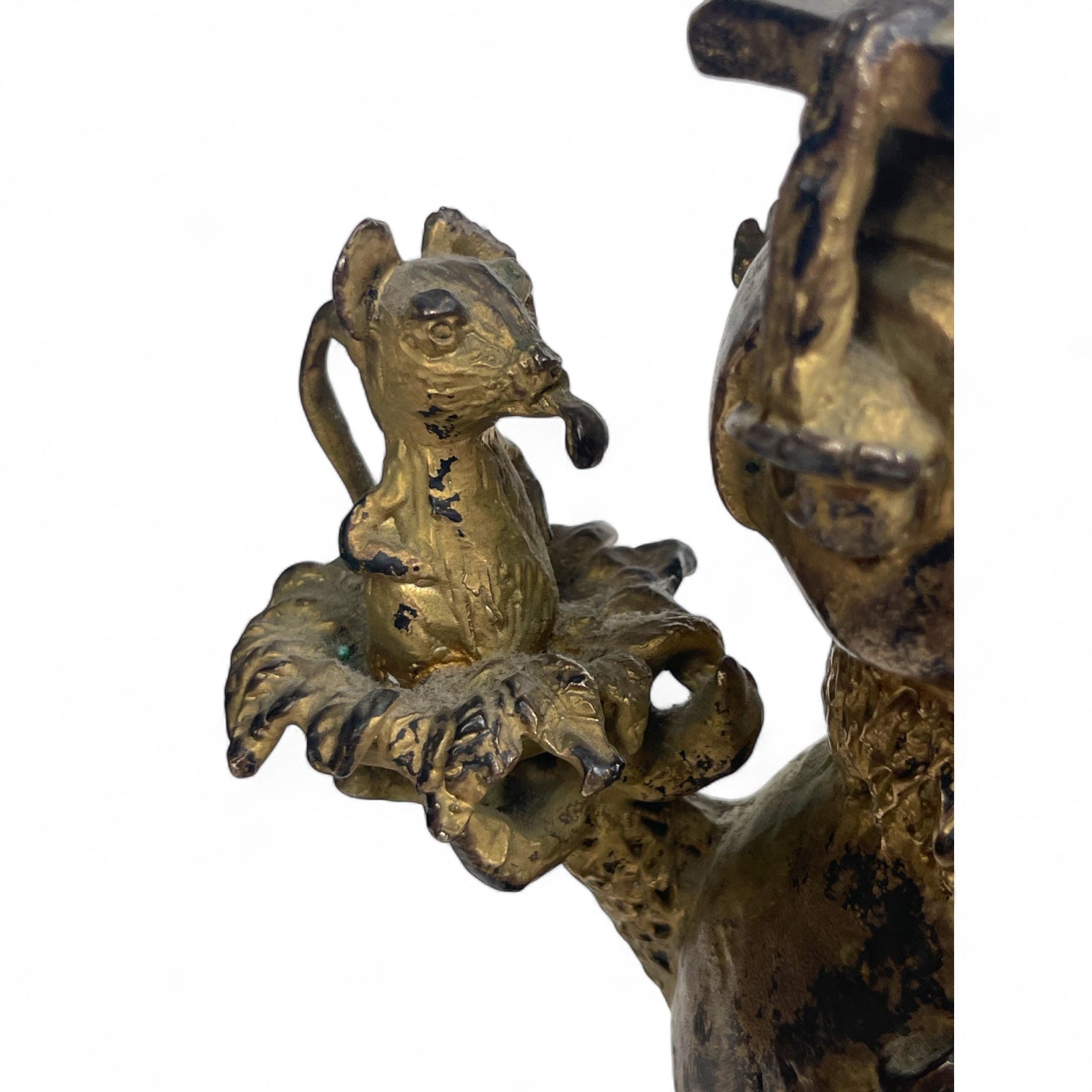 A Gilt Bronze Sculpture of an Owl Holding a Mouse