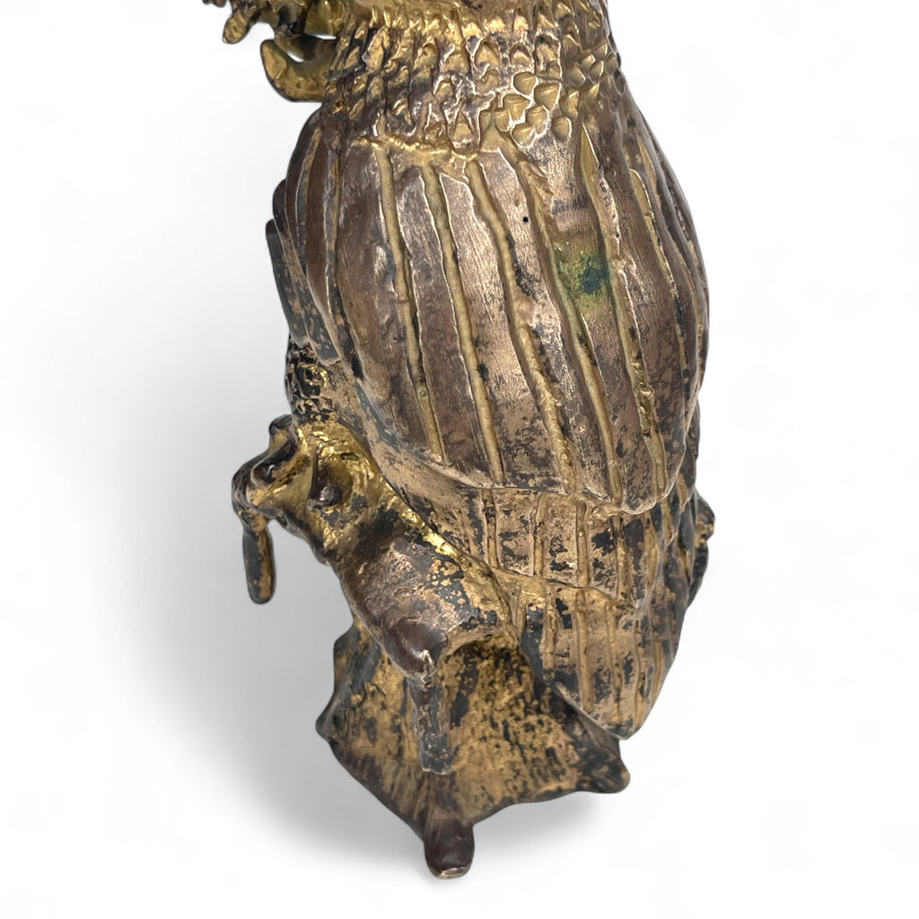 A Gilt Bronze Sculpture of an Owl Holding a Mouse