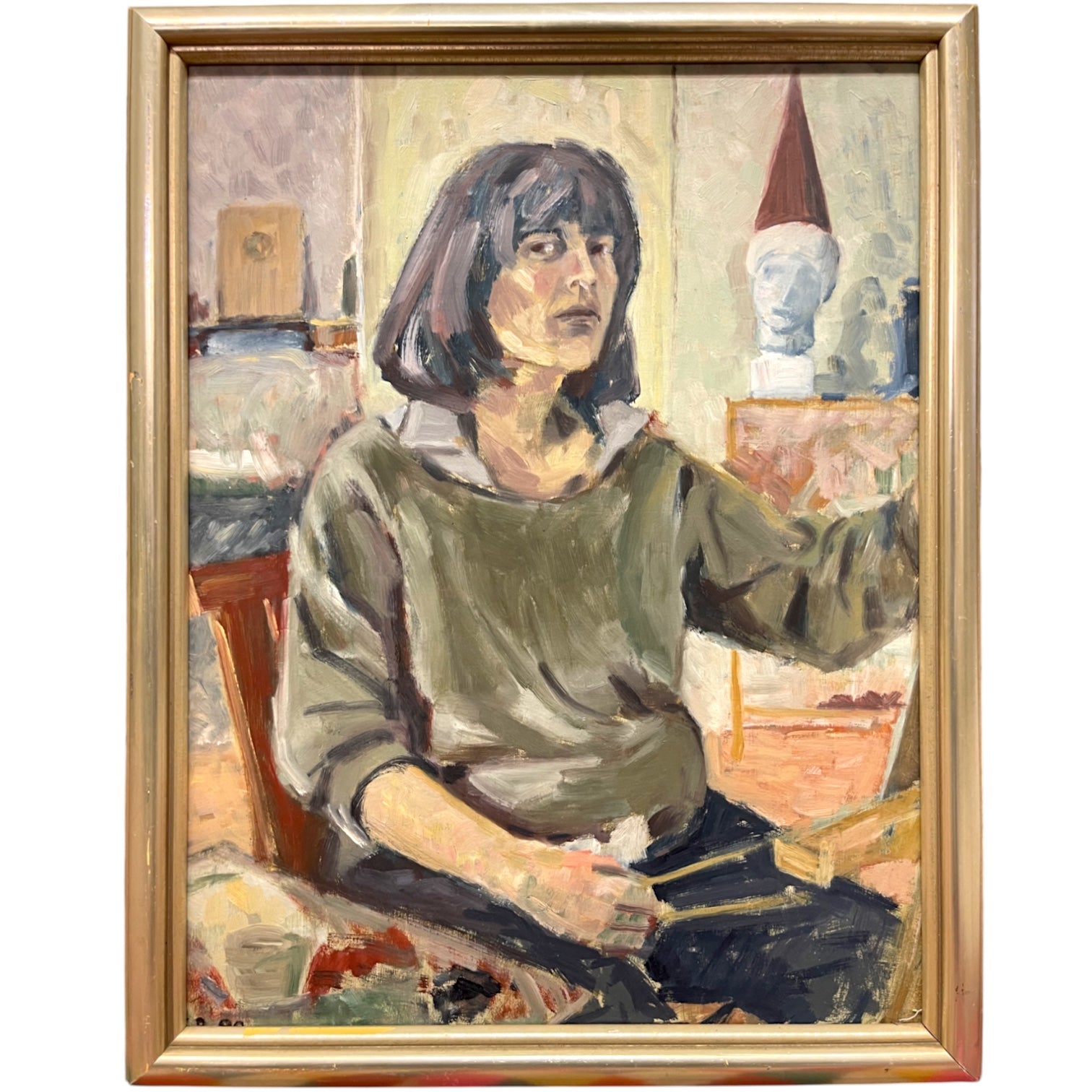 An Impressionist Oil on Canvas Painting of a Seated Woman