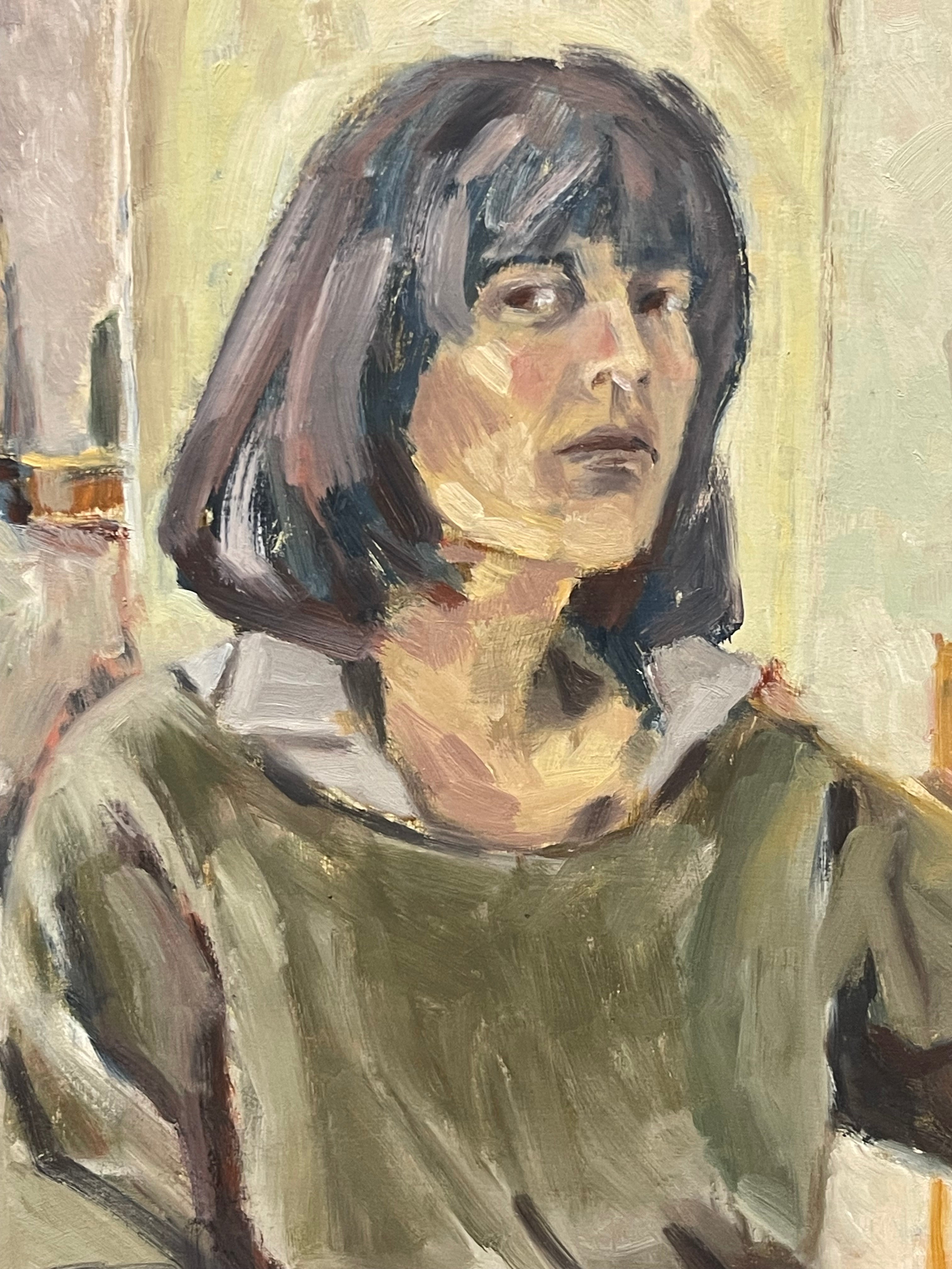 An Impressionist Oil on Canvas Painting of a Seated Woman