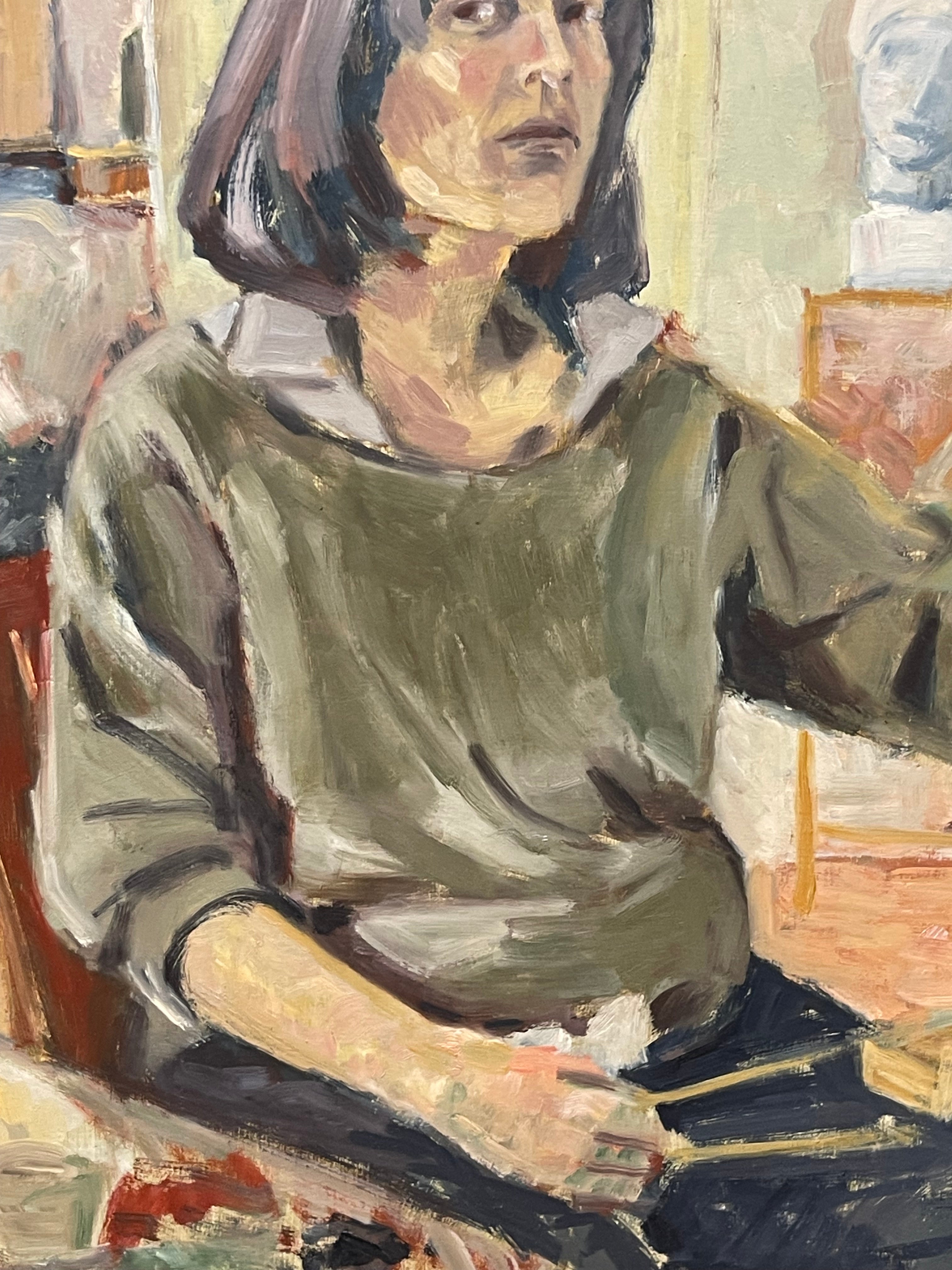 An Impressionist Oil on Canvas Painting of a Seated Woman