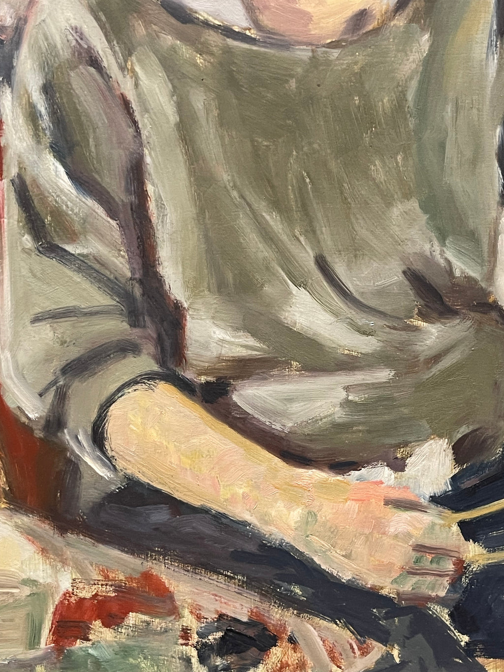 An Impressionist Oil on Canvas Painting of a Seated Woman