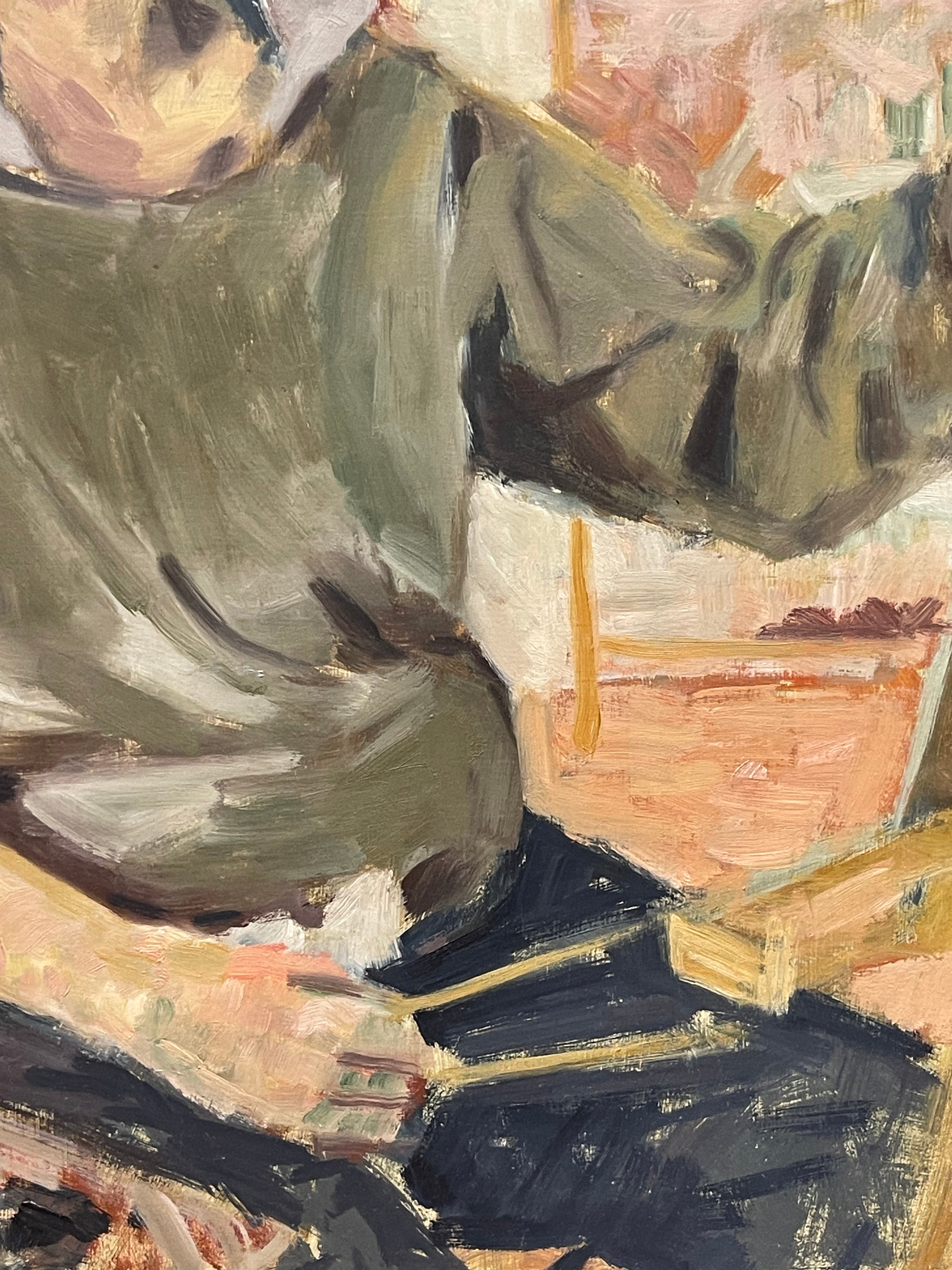 An Impressionist Oil on Canvas Painting of a Seated Woman