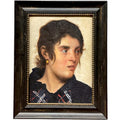 An Oil on Canvas Laid On Board Painting of a Woman in Contemplation