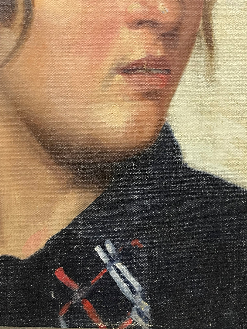 An Oil on Canvas Laid On Board Painting of a Woman in Contemplation