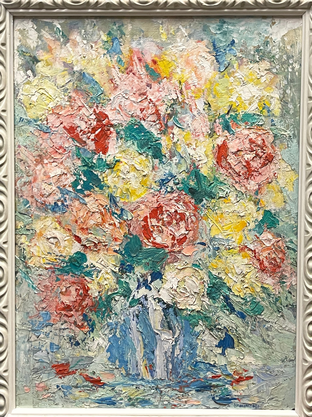 An Impressionist Oil on Board Bouquet Painting By Dimitri Romanovsky