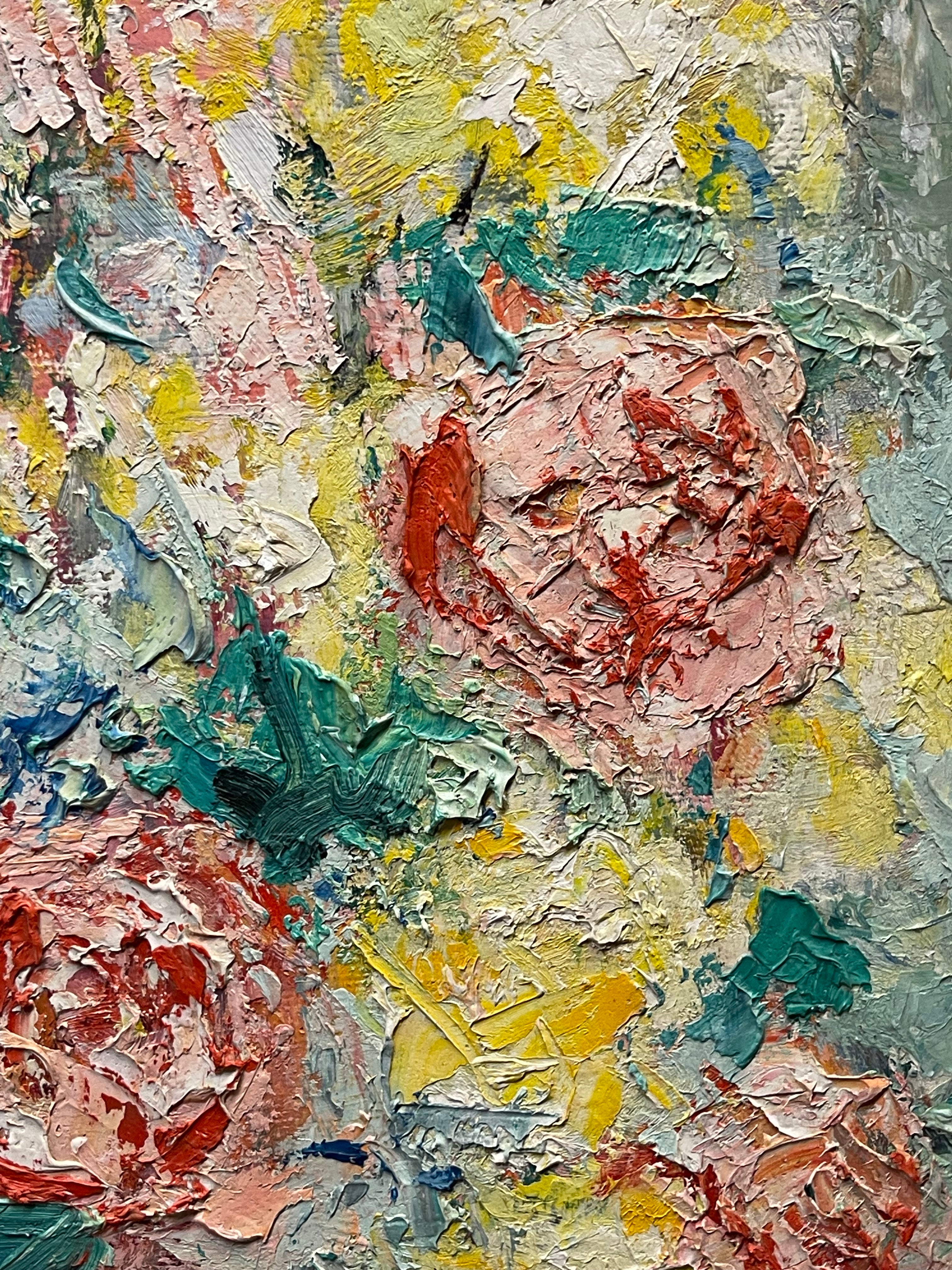 An Impressionist Oil on Board Bouquet Painting By Dimitri Romanovsky