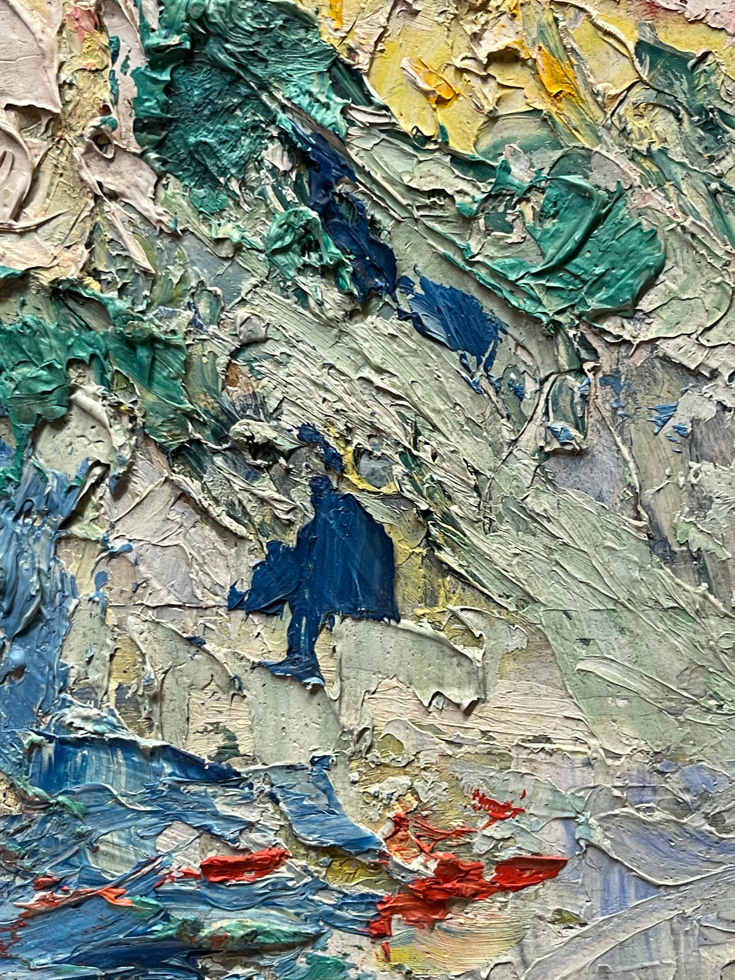 An Impressionist Oil on Board Bouquet Painting By Dimitri Romanovsky
